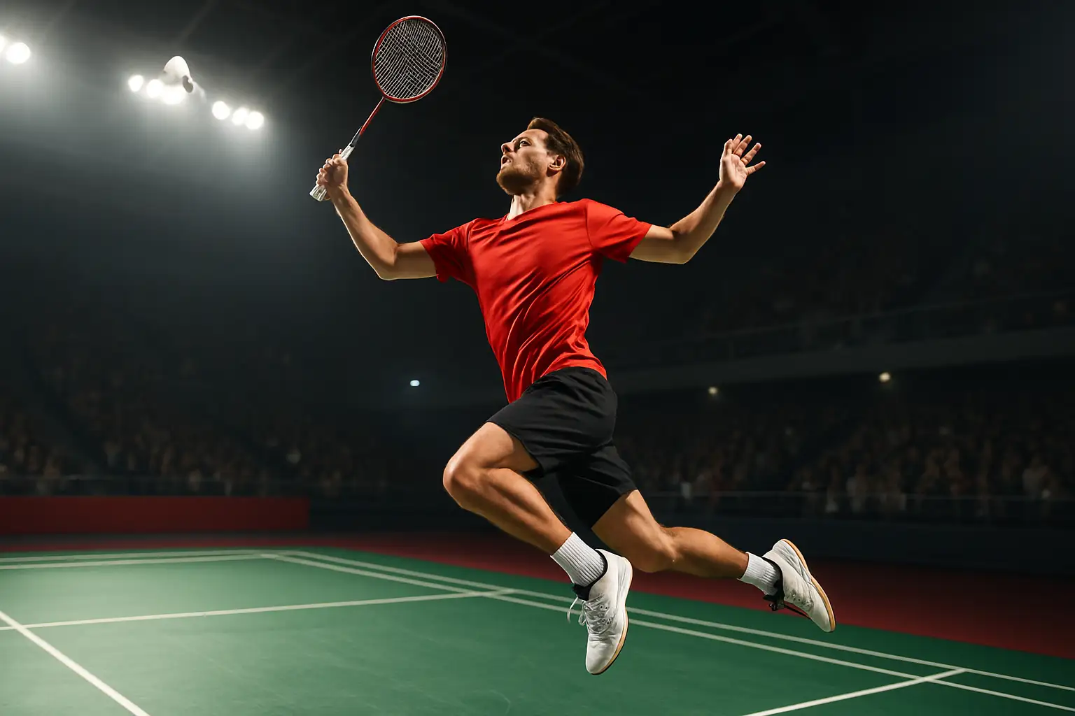 Indian badminton player in action during a US Open match