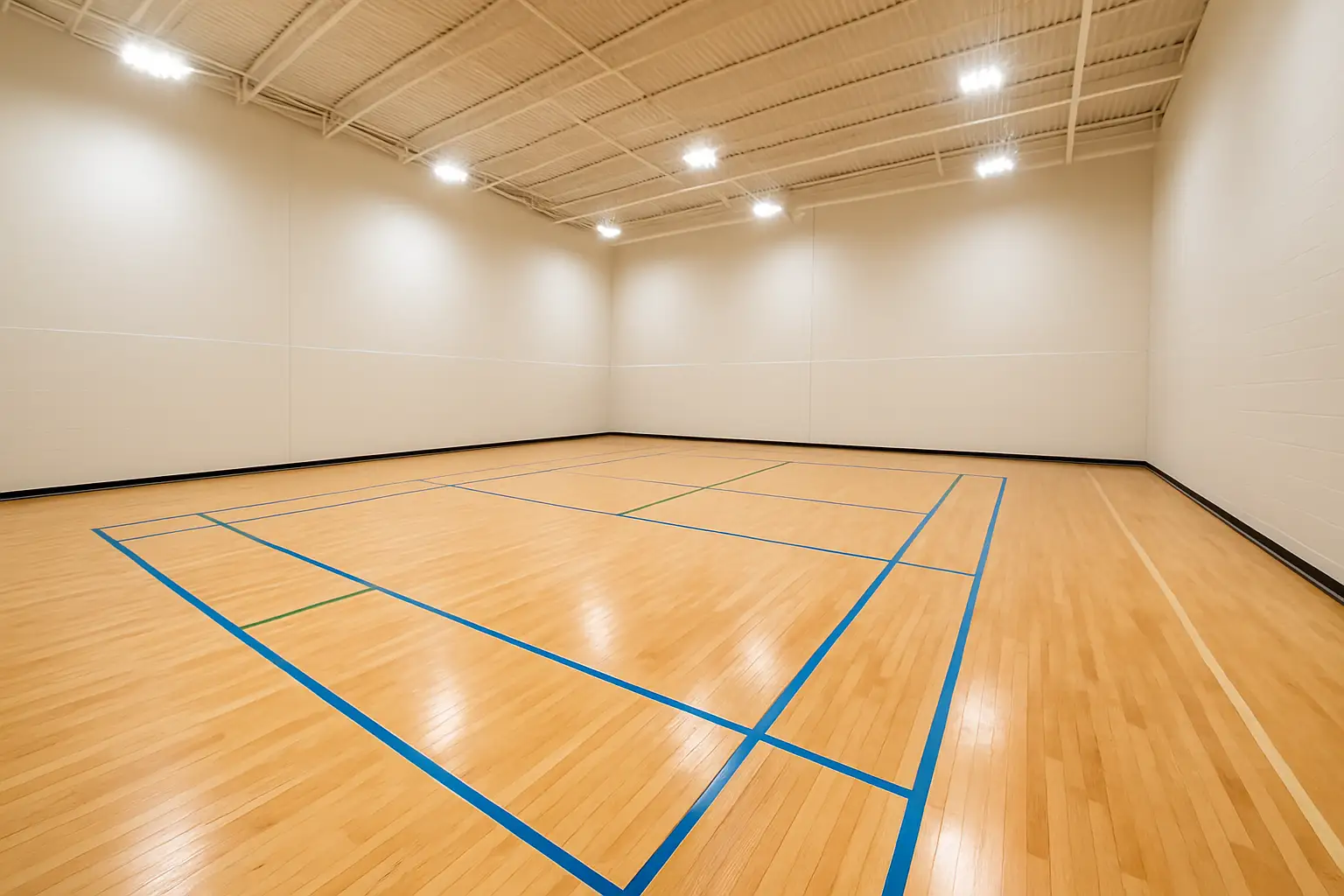 Indoor pickleball courts inside a modern Singapore sports facility