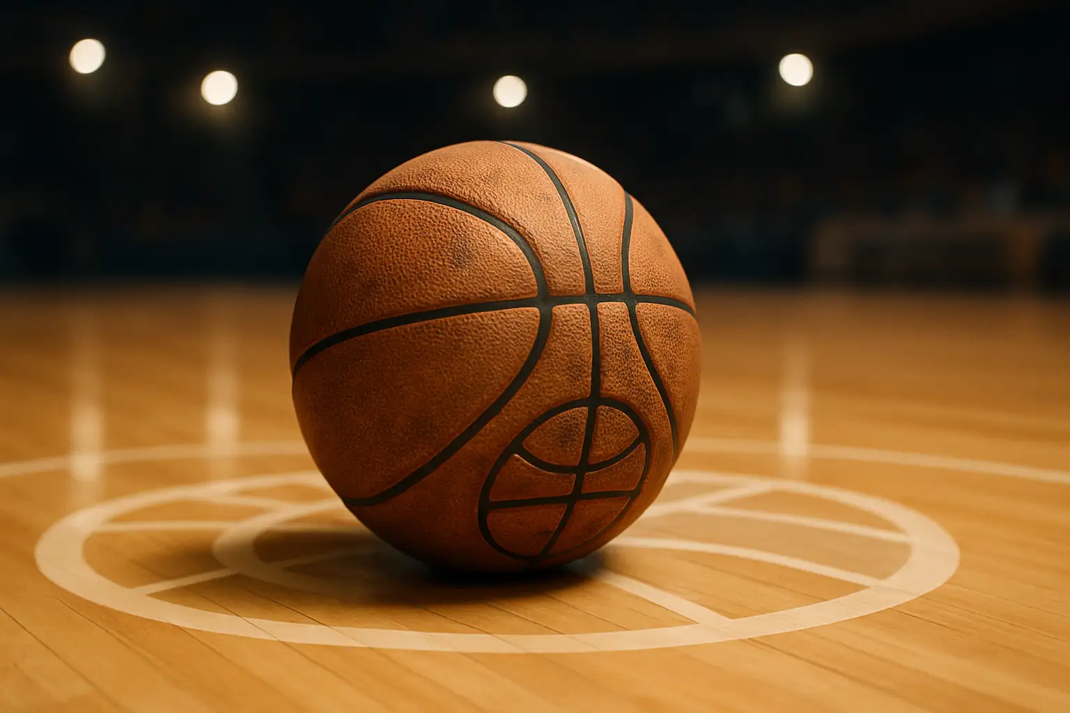 NBA basketball on a court with international flags in the background representing global basketball outreach