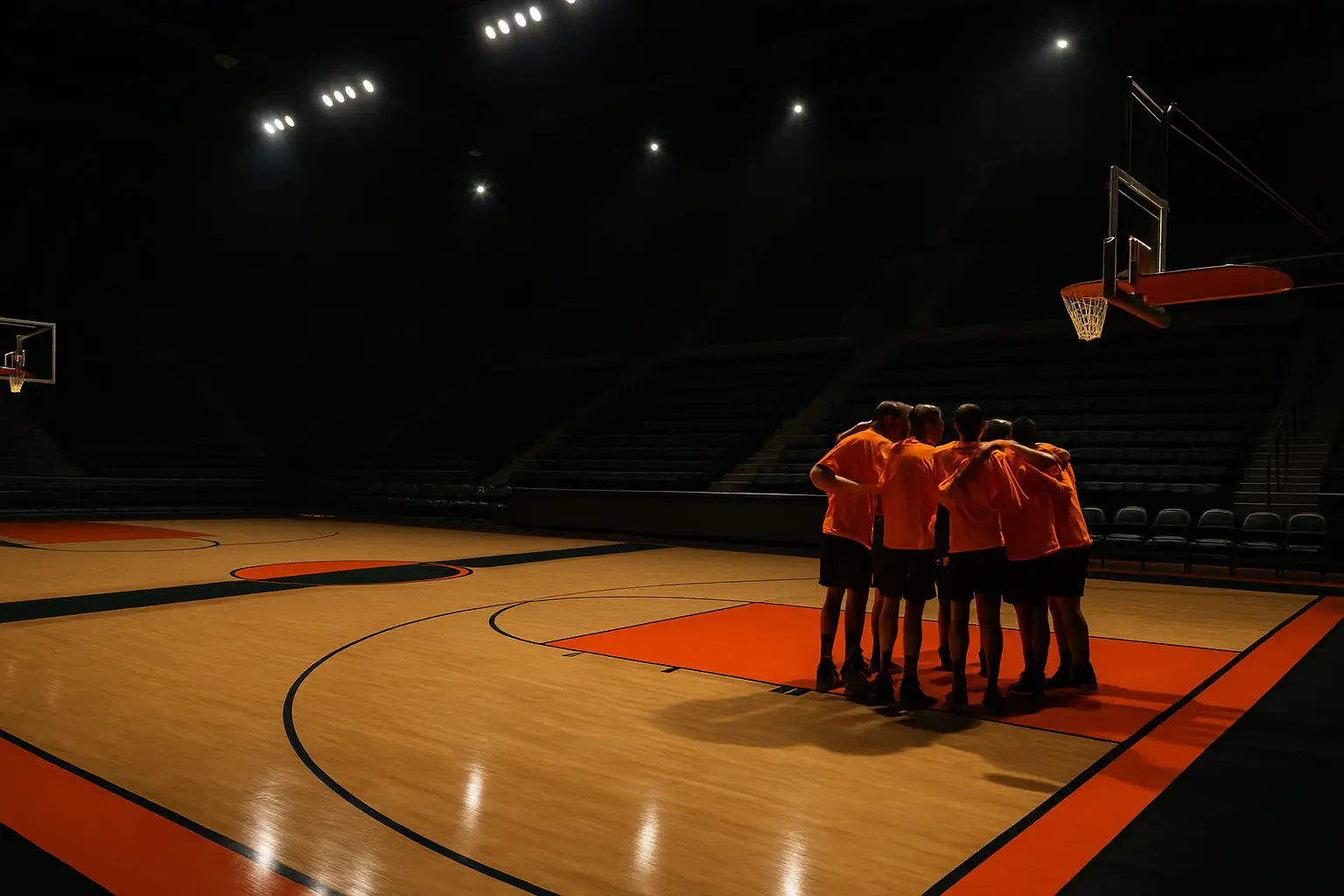 Oklahoma State Cowboys basketball players on the court during a college game