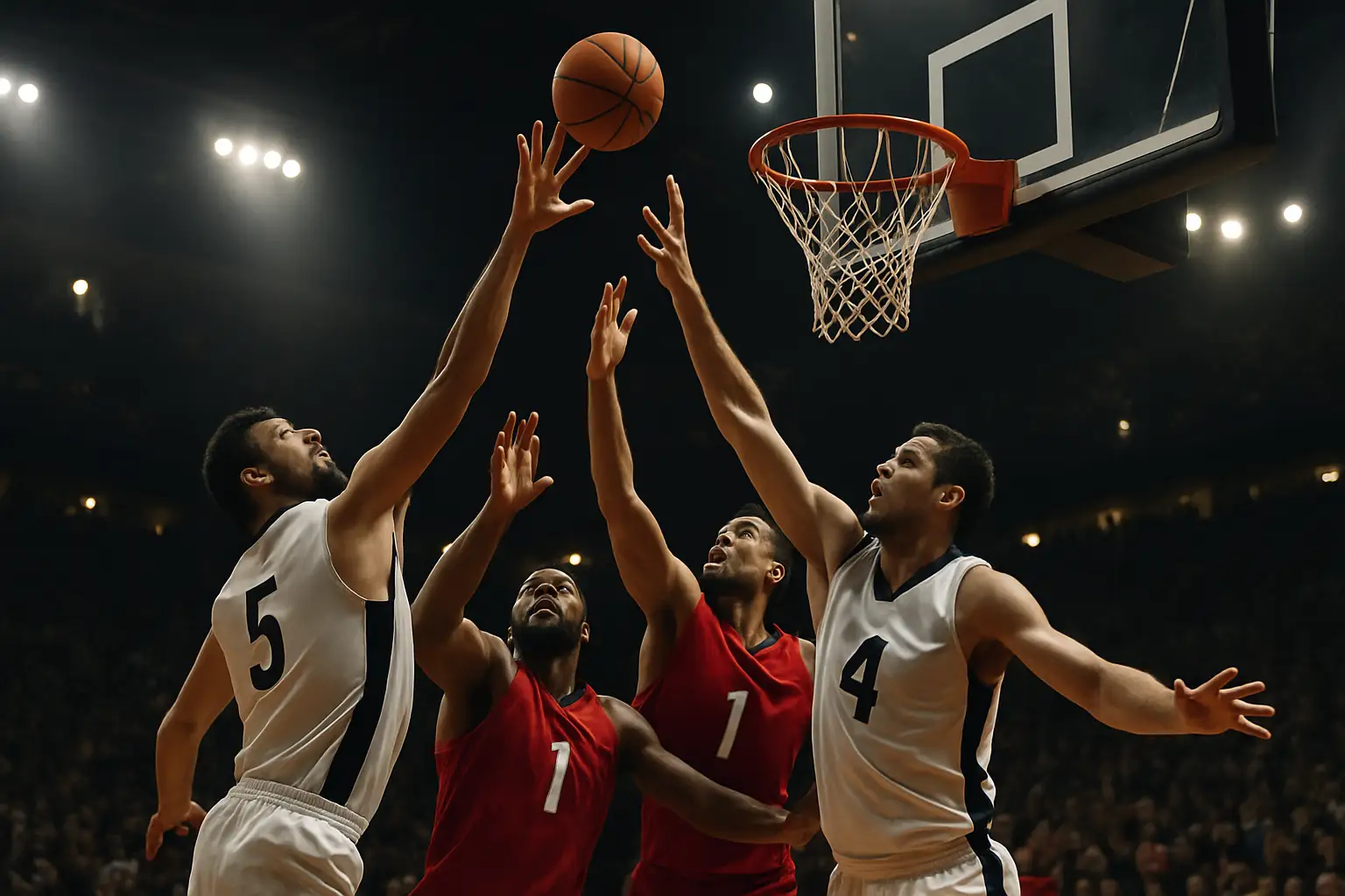 Basketball players competing in a semi final playoff game in New Zealand