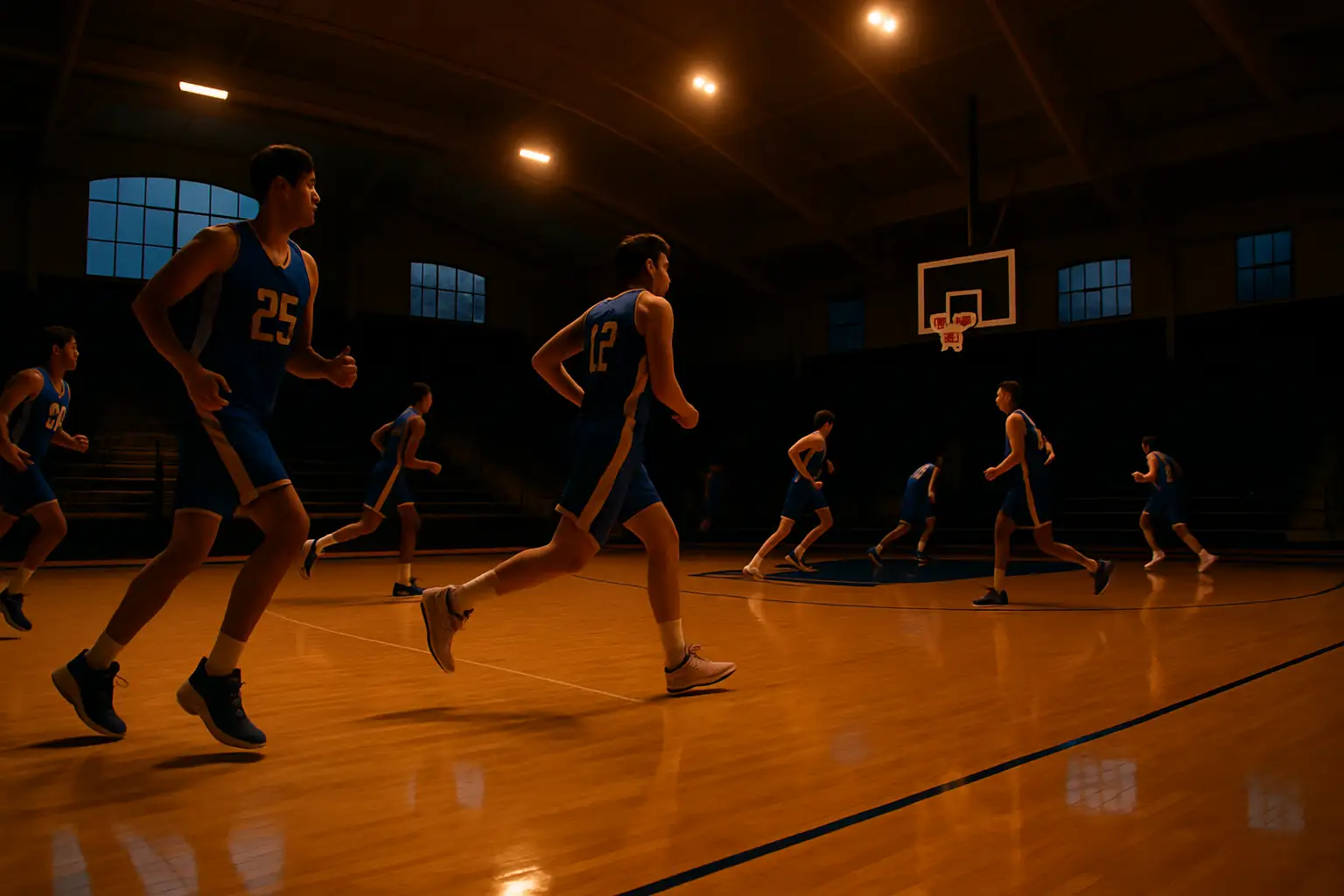 UC Davis Aggies men's basketball players warming up on a college court