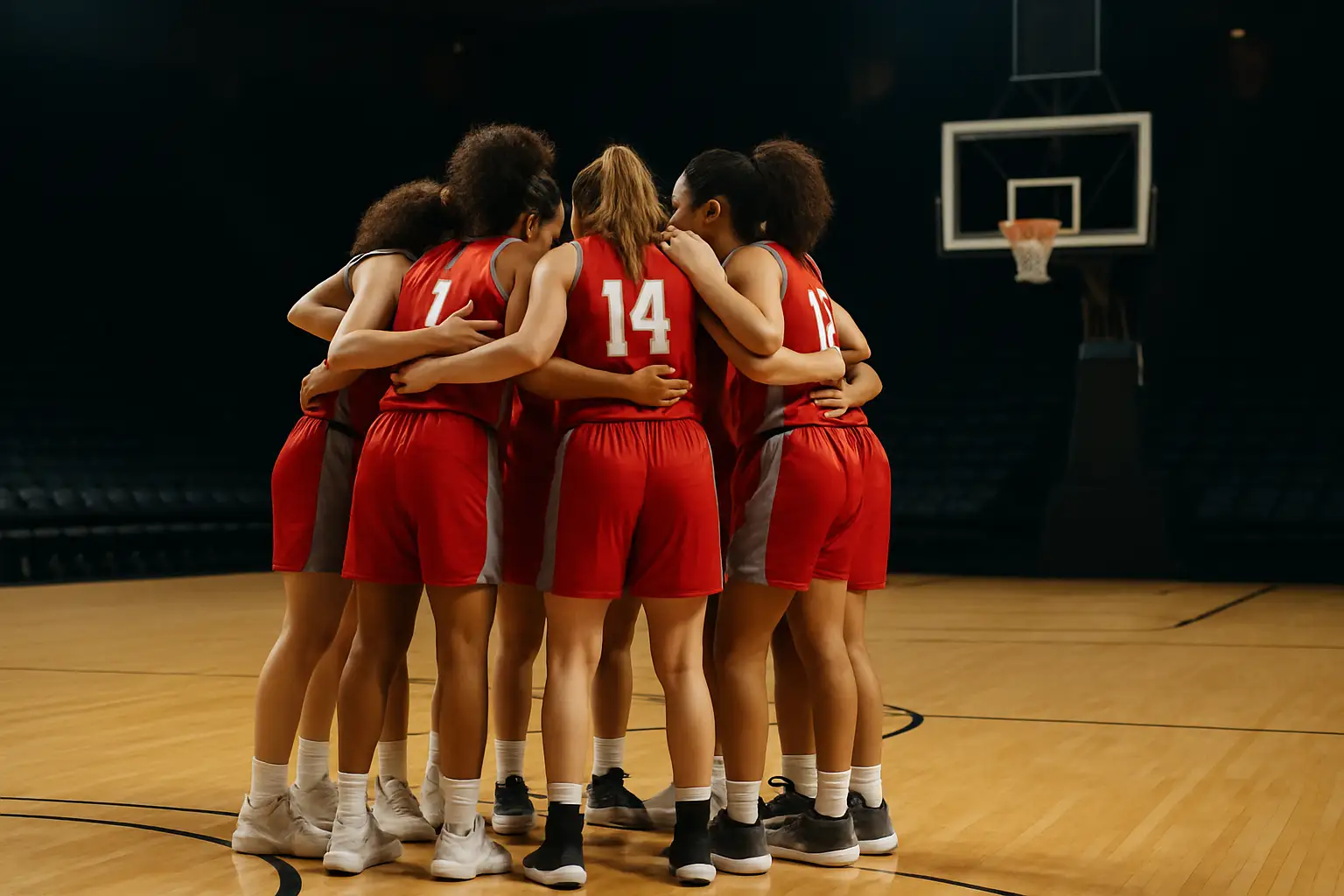 UNLV women's basketball players warming up on a college court before a big game