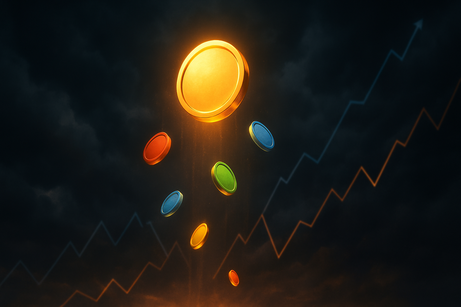 Digital representation of Bitcoin leading a cryptocurrency market recovery with upward trending charts