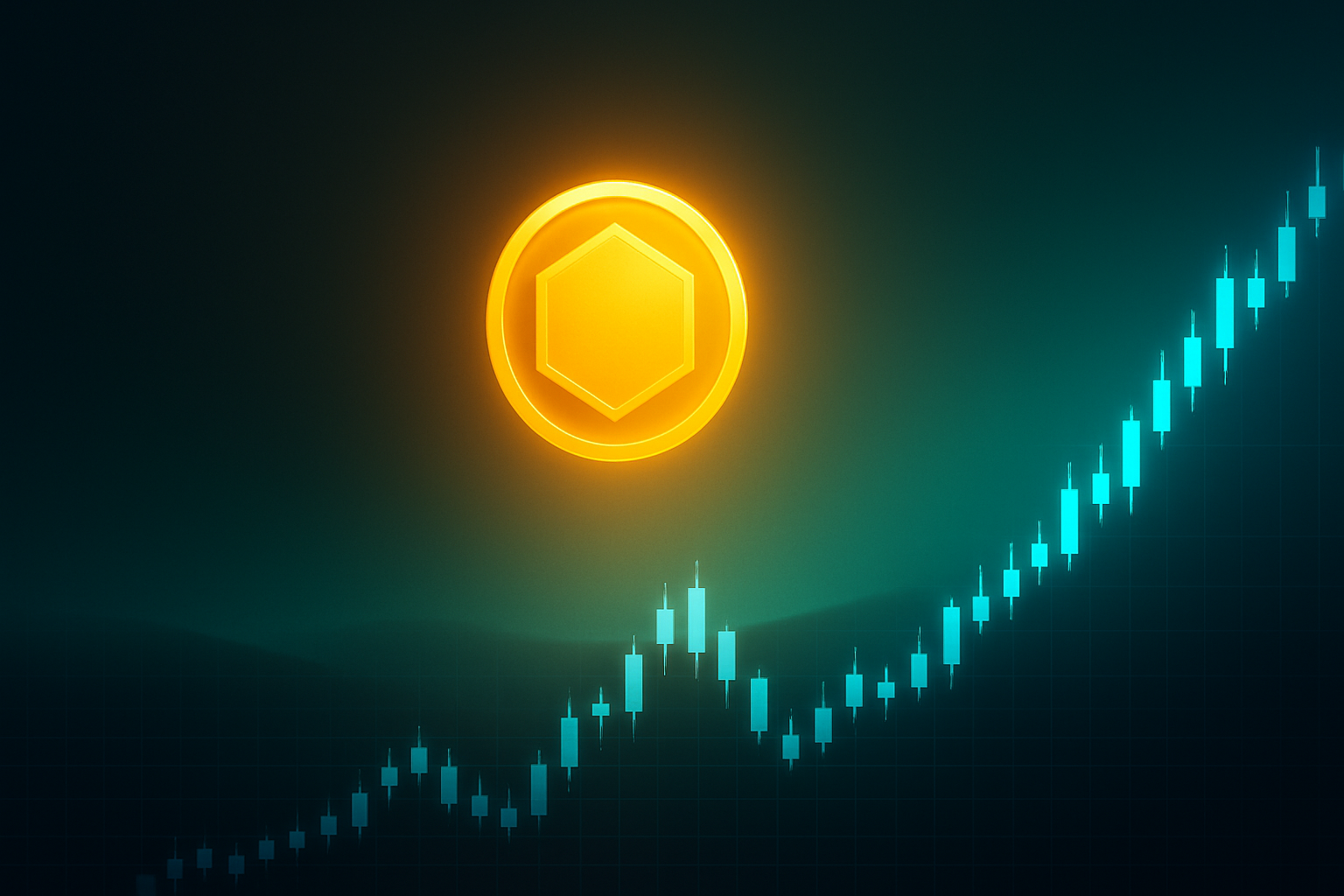 Abstract digital visualization of Bitcoin and cryptocurrency market recovery with rising graph lines