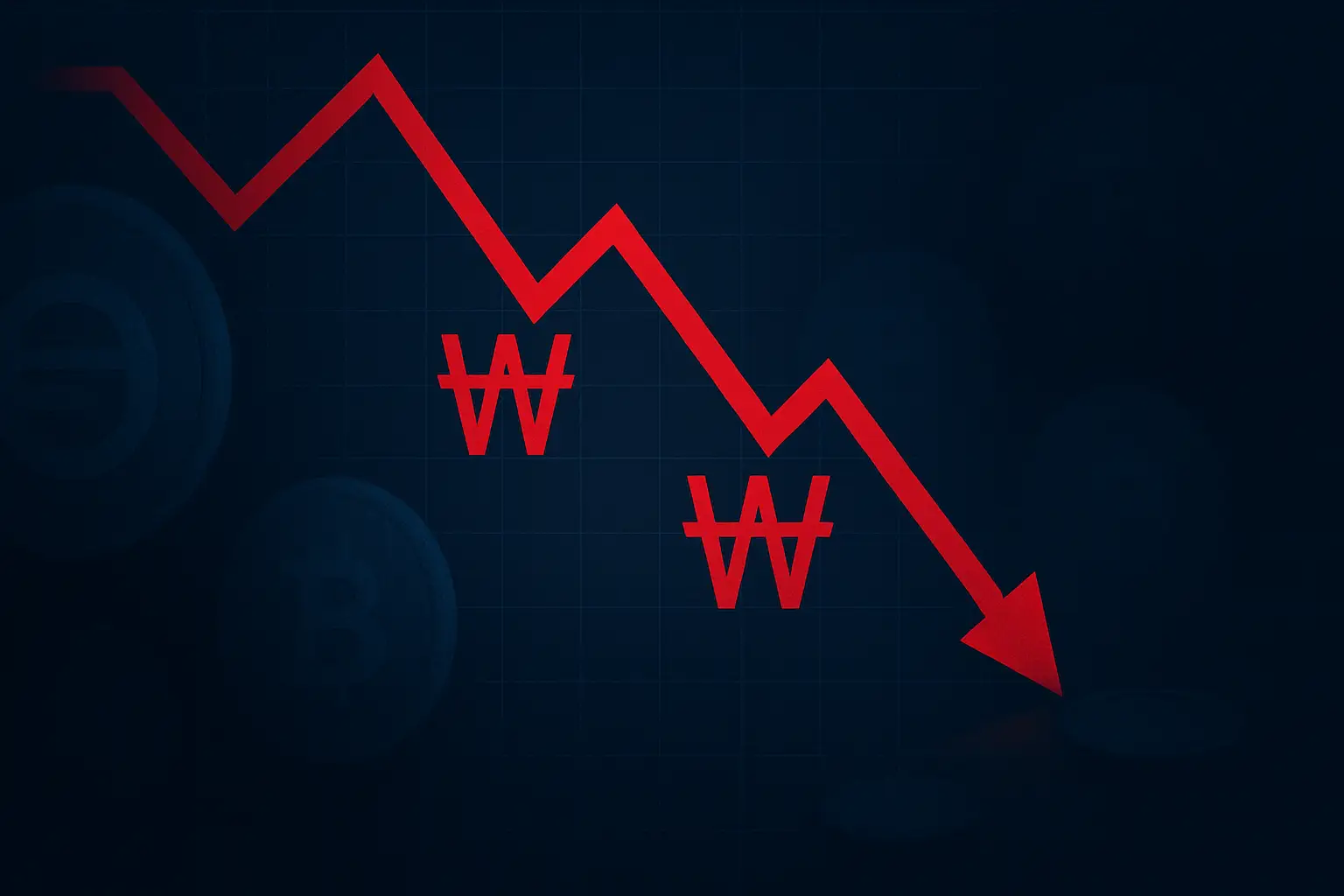 Bithumb crypto exchange financial loss concept with declining graph