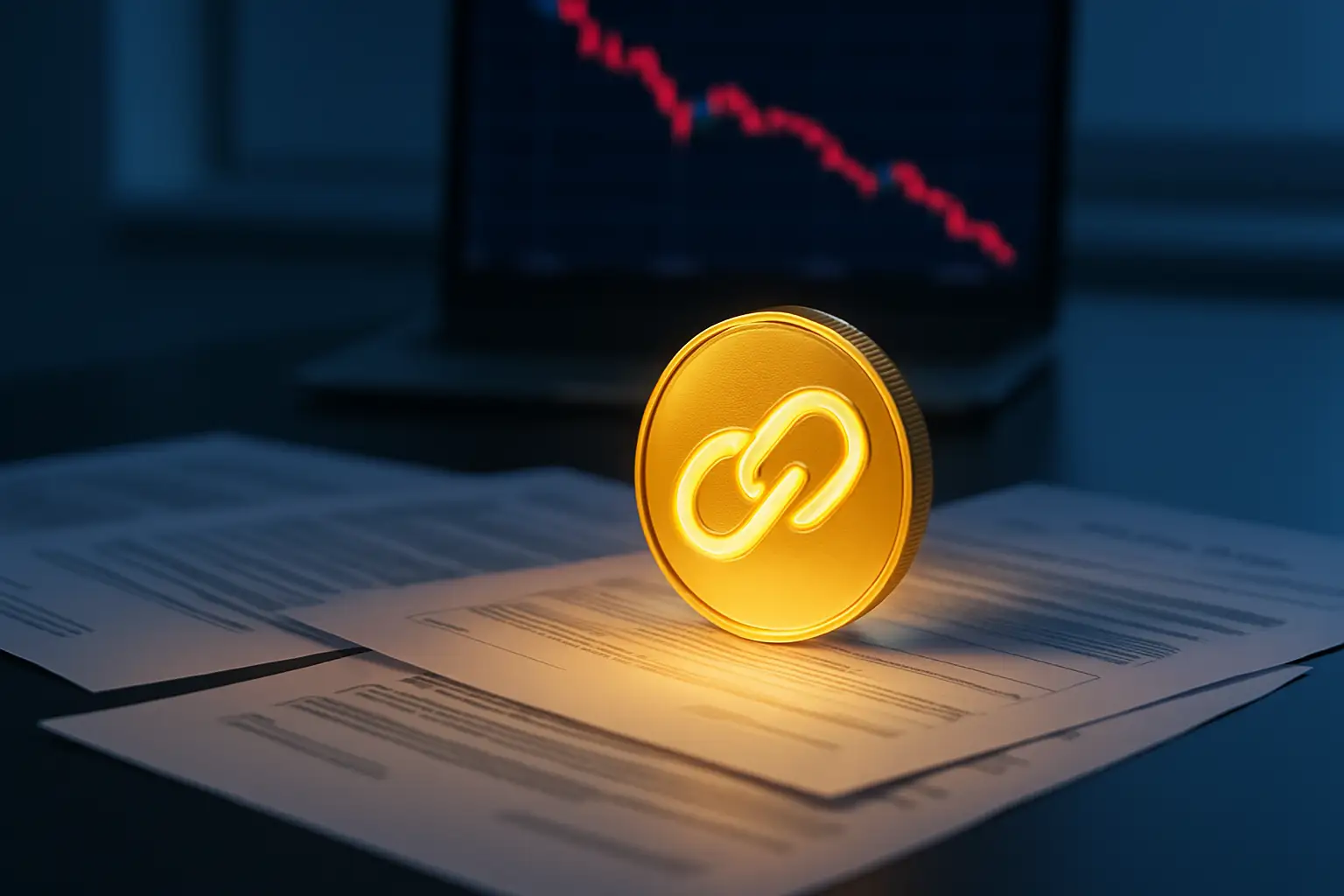 BNB token symbol against a backdrop of European regulatory documents and falling price charts