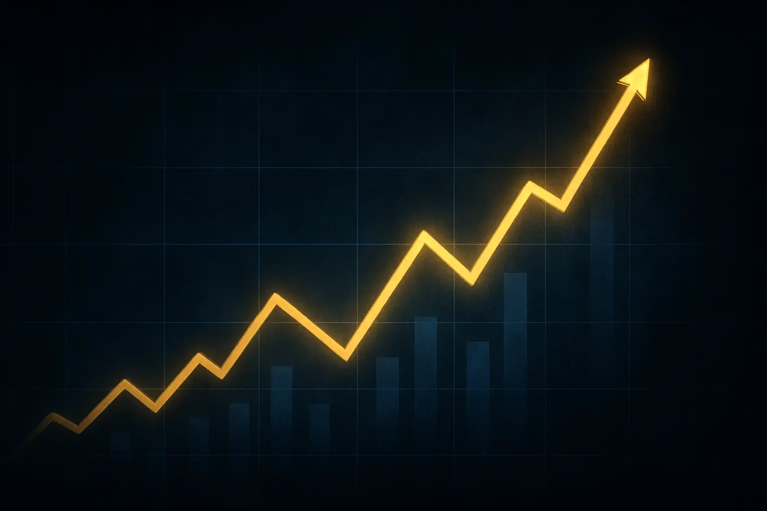 Abstract visualization of a digital financial recovery chart with crypto market data on a dark background