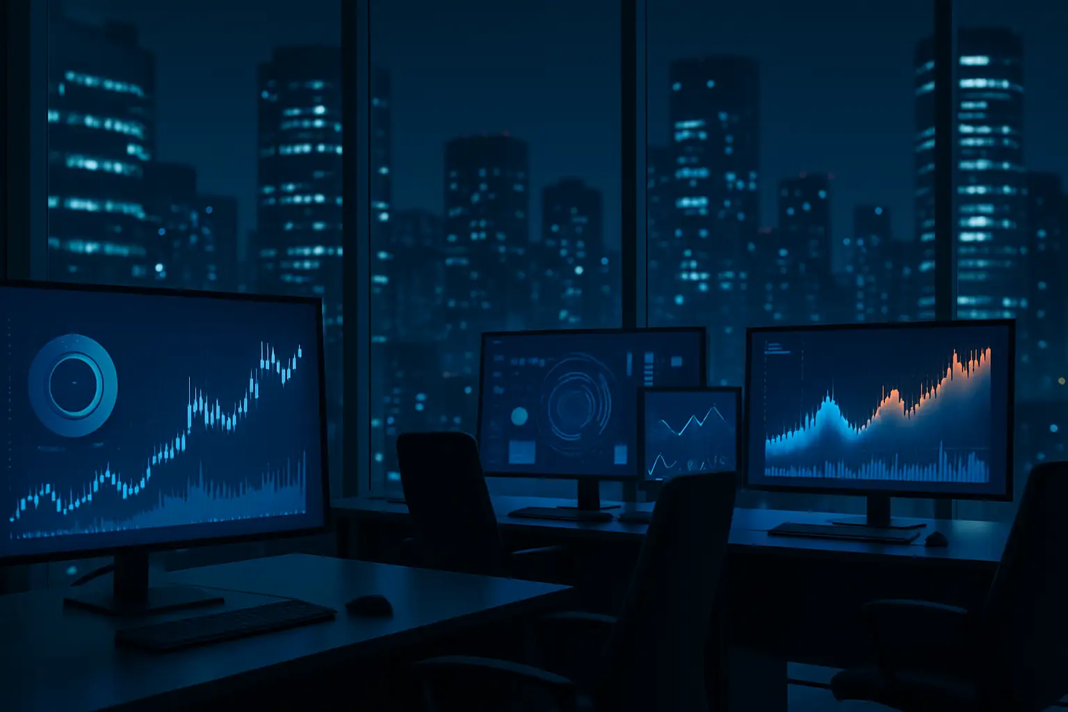 Row of digital currency symbols on a glowing screen representing corporate crypto accounts in South Korea