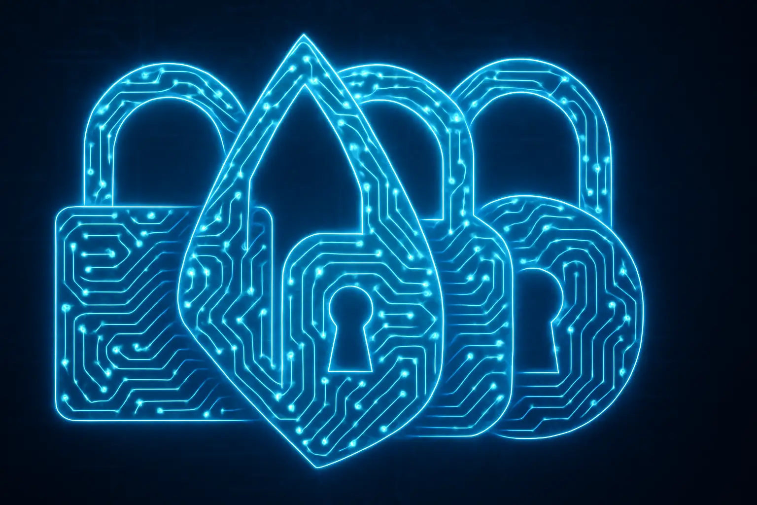 Abstract visualization of cryptographic key structures transitioning between algorithm layers in a secure digital environment