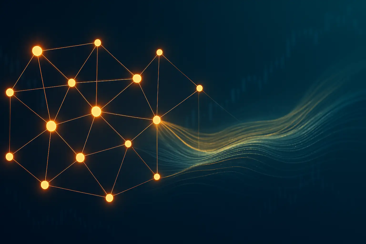 Abstract visualization of blockchain network activity and data flows replacing a traditional ranking chart