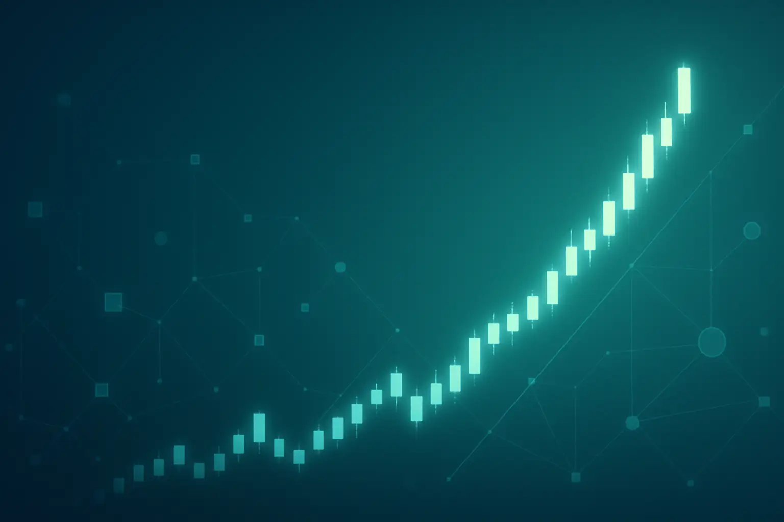 Abstract visualization of cryptocurrency market recovery with upward trending digital asset charts