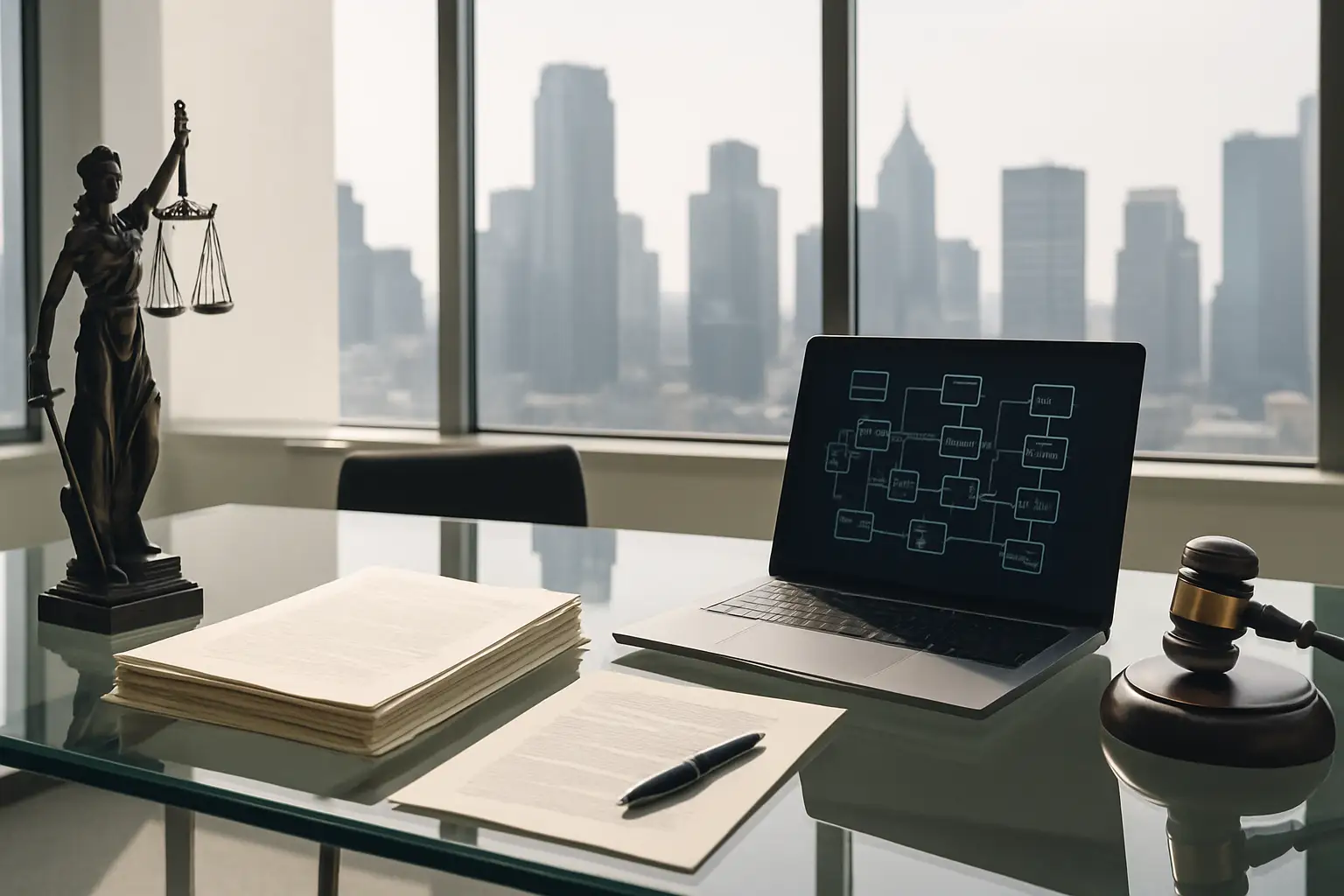 Law firm professionals reviewing digital asset compliance documents in a modern London office