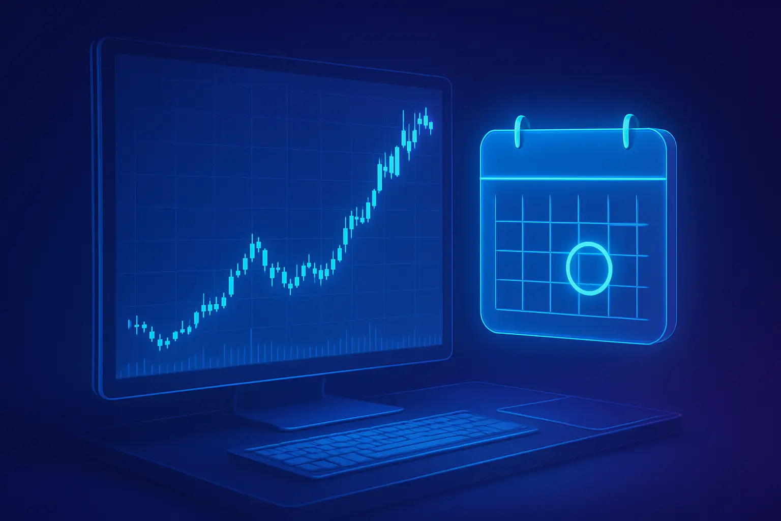 A digital trading screen showing a crypto token price chart with a calendar date highlighted