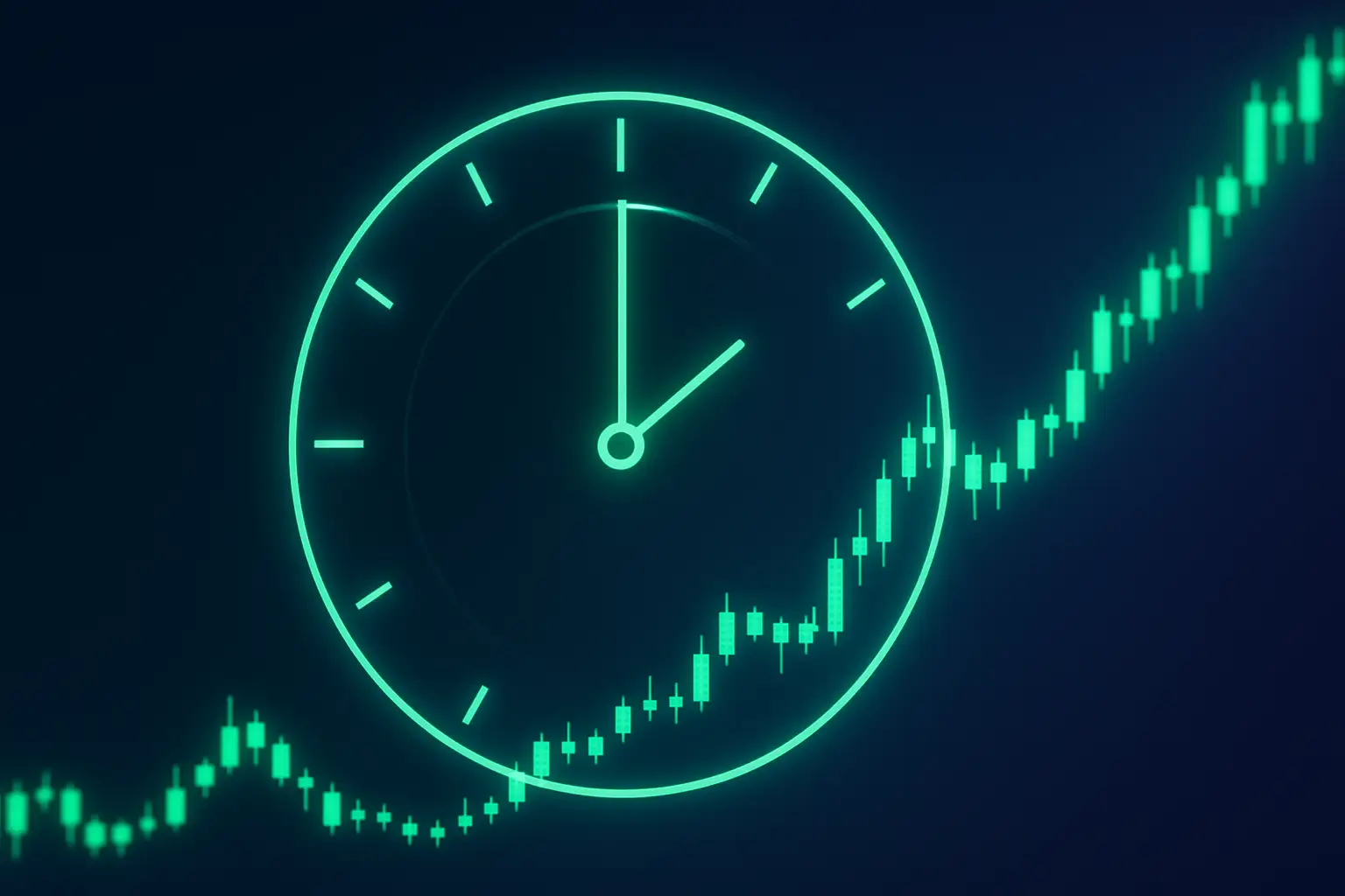 Digital chart showing Solana price trajectory with a glowing countdown clock overlay on a dark blue background