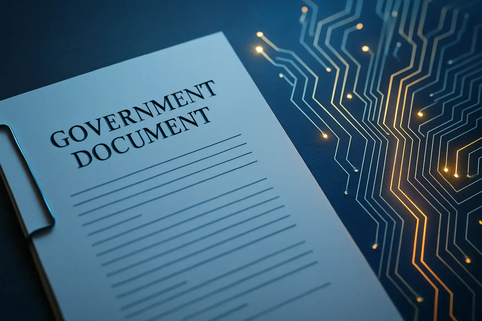Digital representation of regulatory documents overlaid on a blockchain network graphic