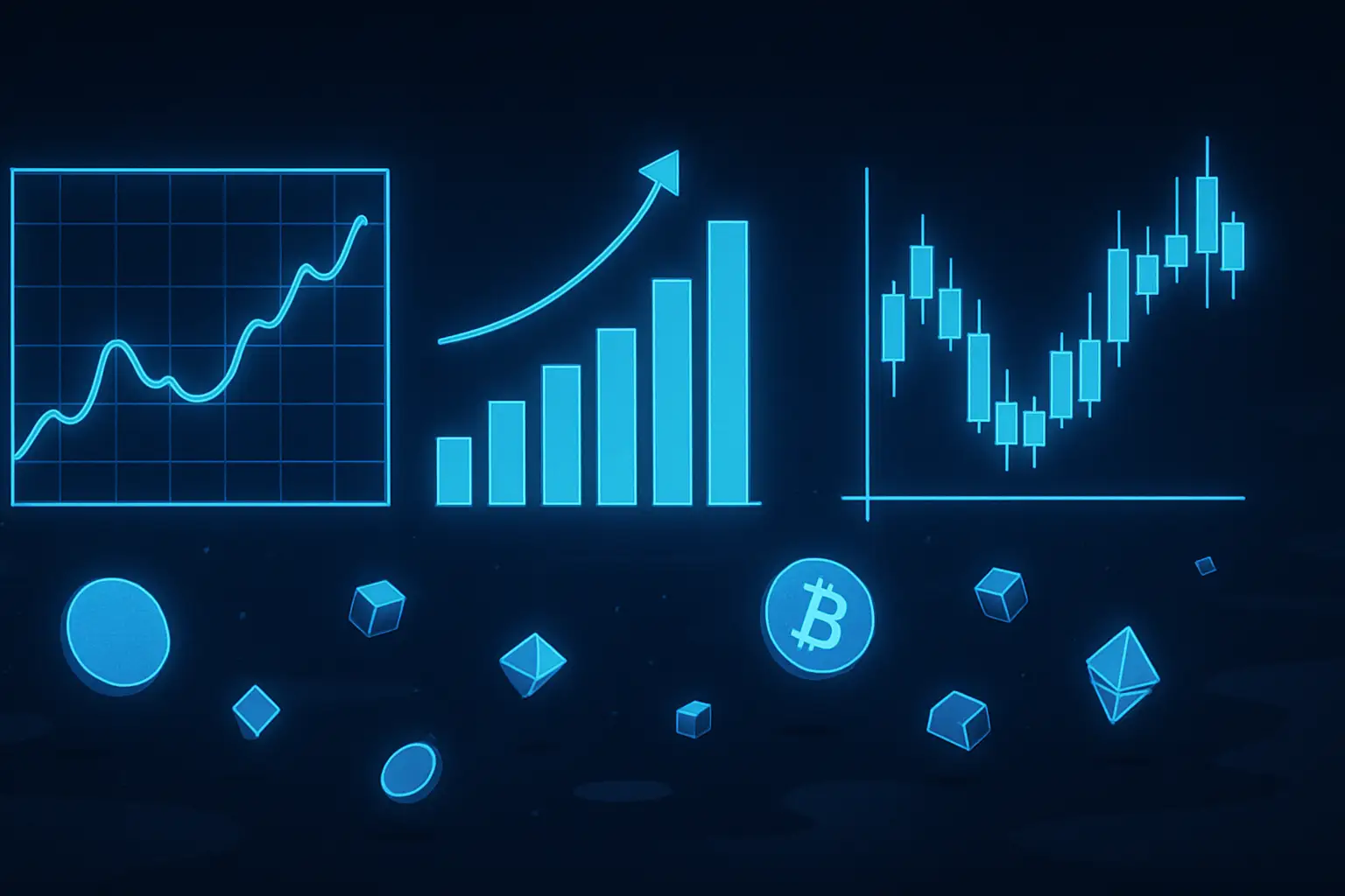 Digital financial charts and economic data indicators glowing on a dark screen