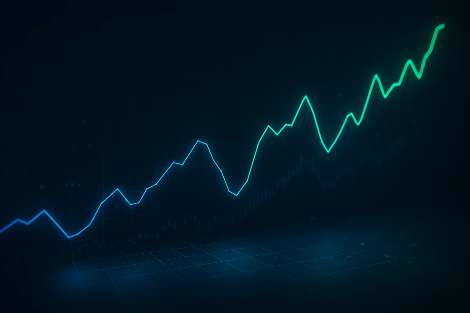 Abstract visualization of economic data charts overlaid with cryptocurrency price graphs on a dark background