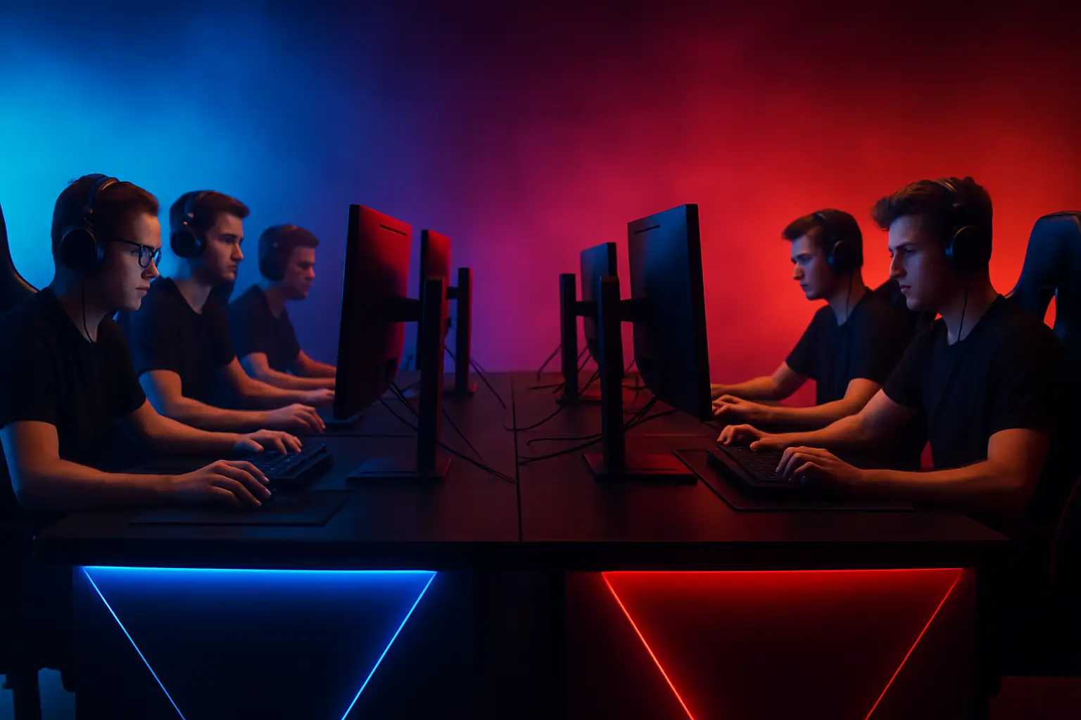 Two esports players facing off in a VALORANT competitive match setting