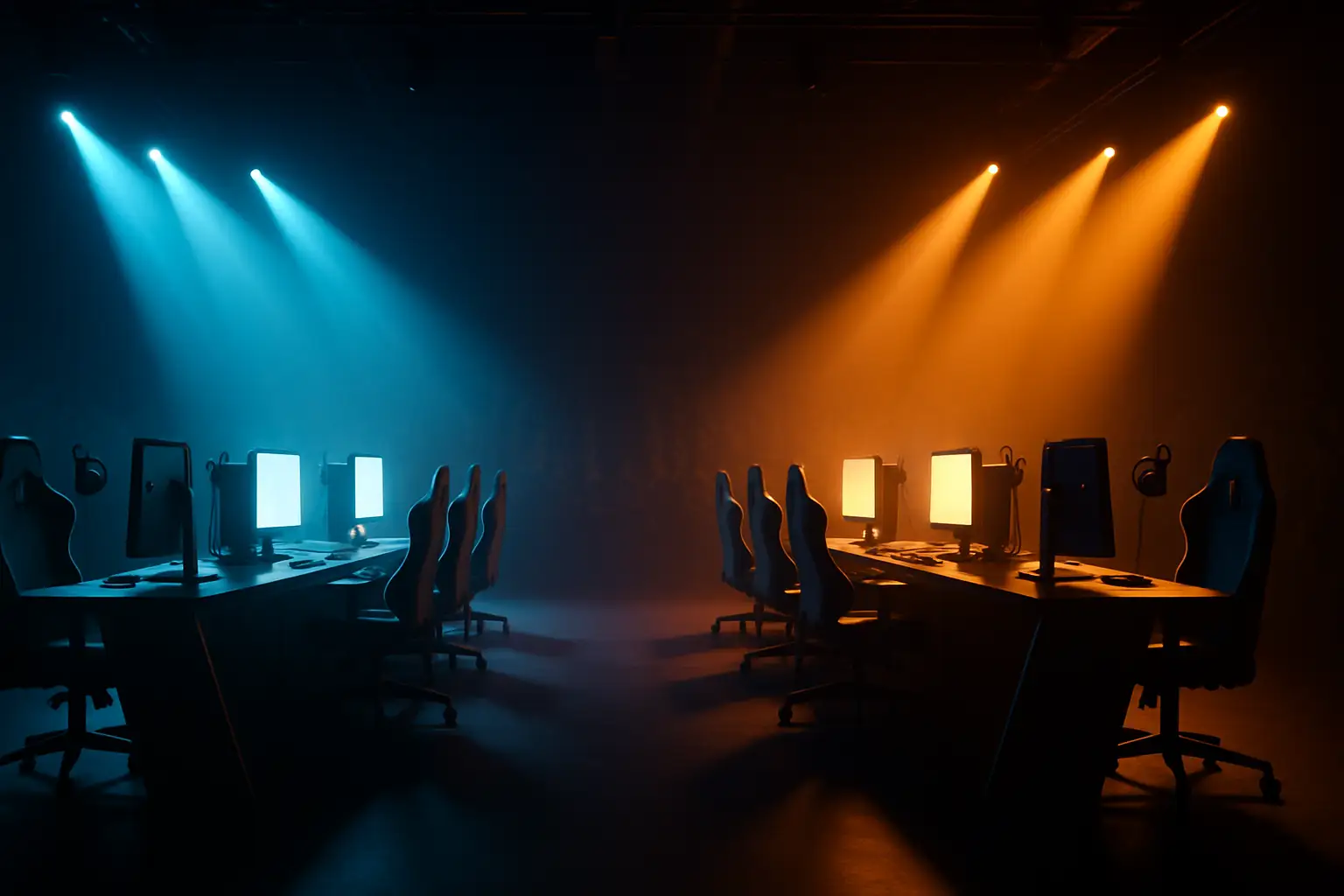 Two Rainbow Six Siege teams facing off on a regional stage under arena lighting