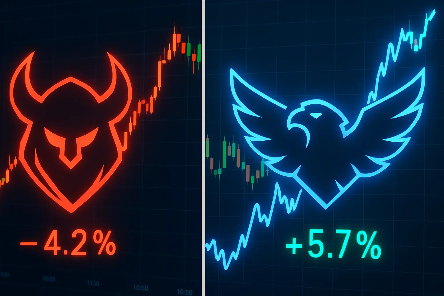 Two esports team logos face off on a digital trading screen with contract price indicators