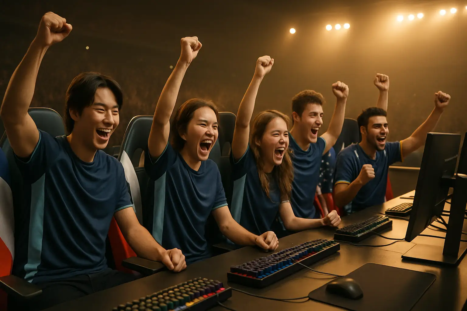 Indian esports players celebrating a VALORANT qualification at an international tournament