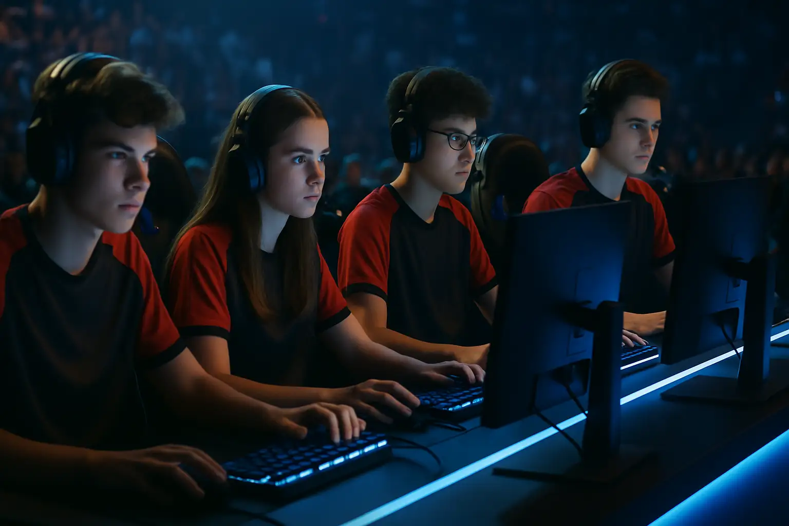 High school students competing in a national esports championship in Japan