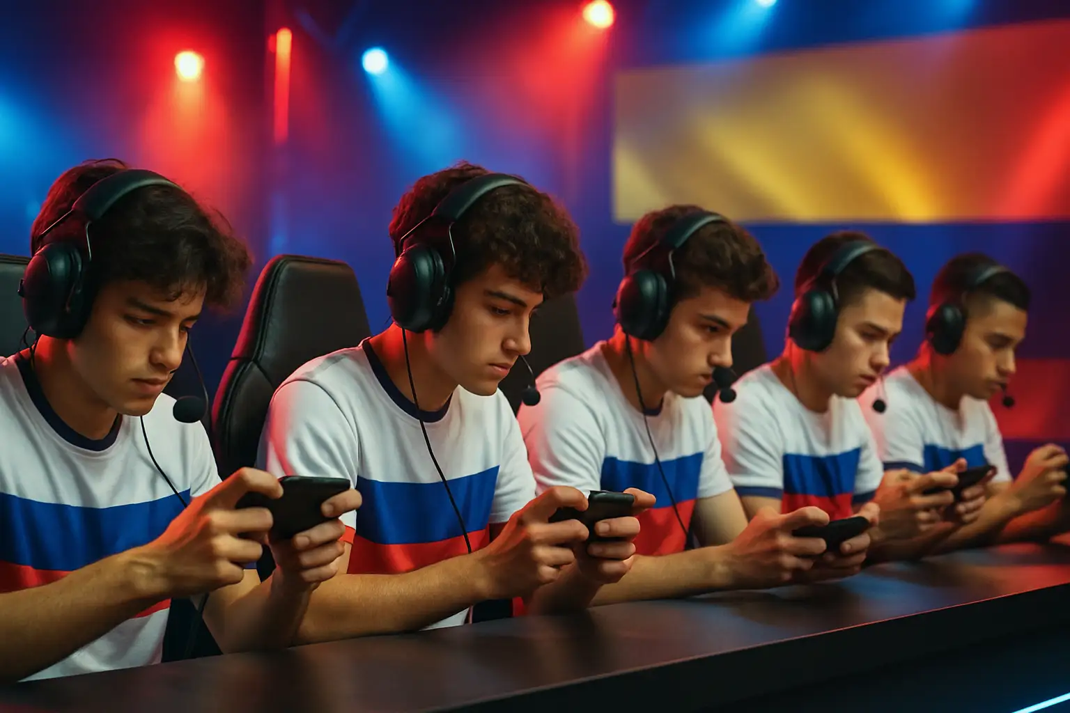 Kyrgyzstan PUBG Mobile players competing at an international esports tournament