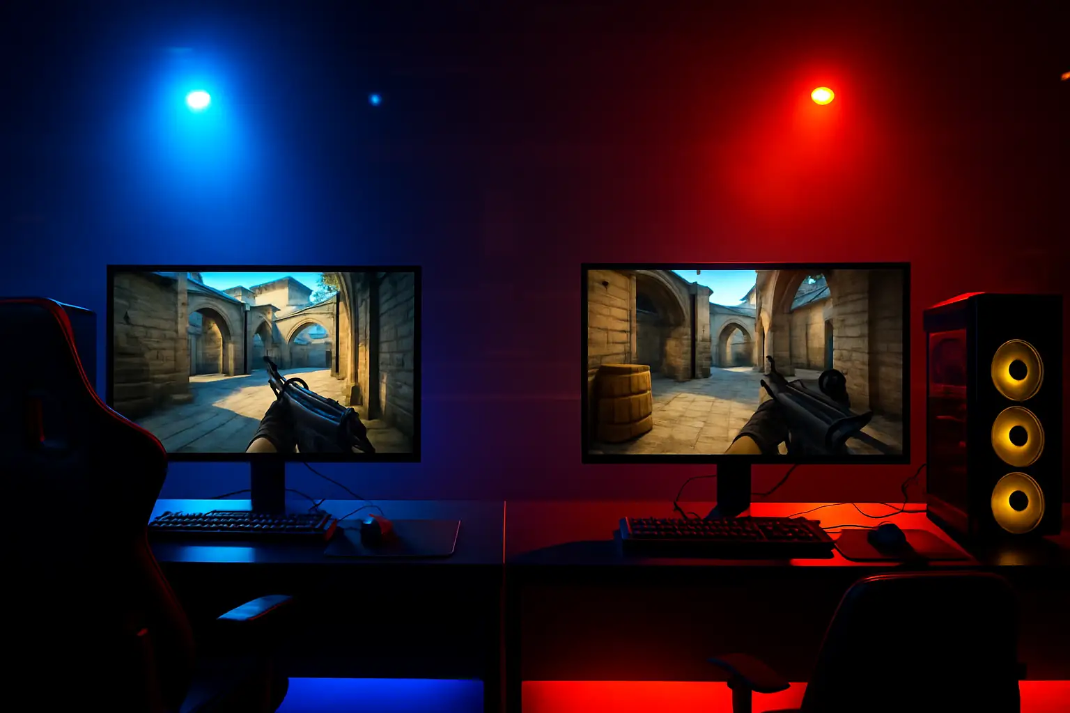 Two esports players competing in a VALORANT match representing African teams
