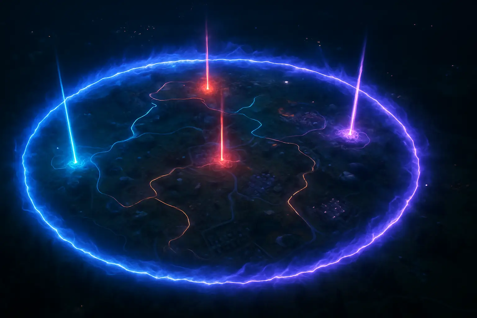A stylized competitive gaming arena scene with Fortnite-style visual elements and a battle royale atmosphere