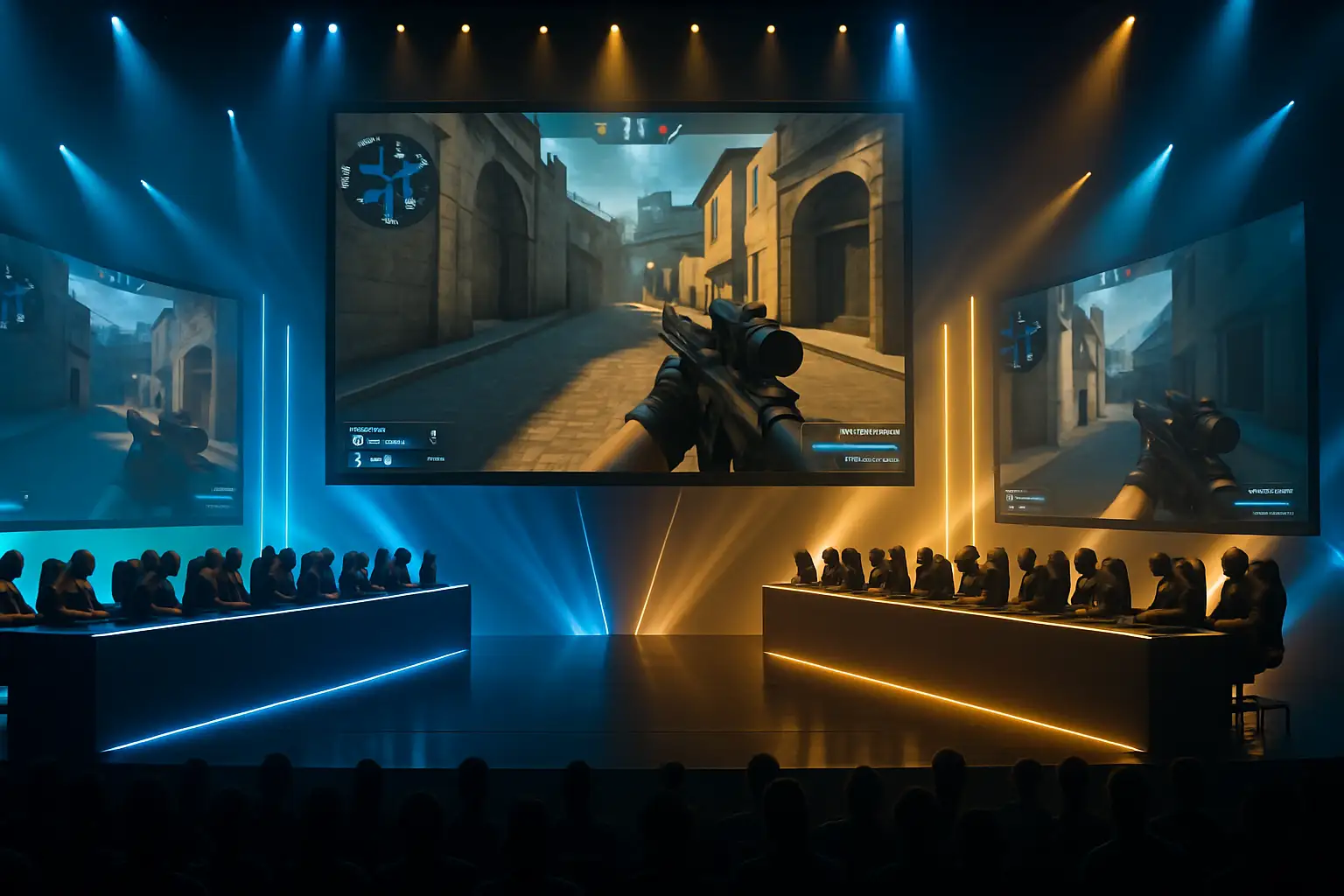 Two esports teams facing off on a competitive Rainbow Six Siege stage at a major international tournament