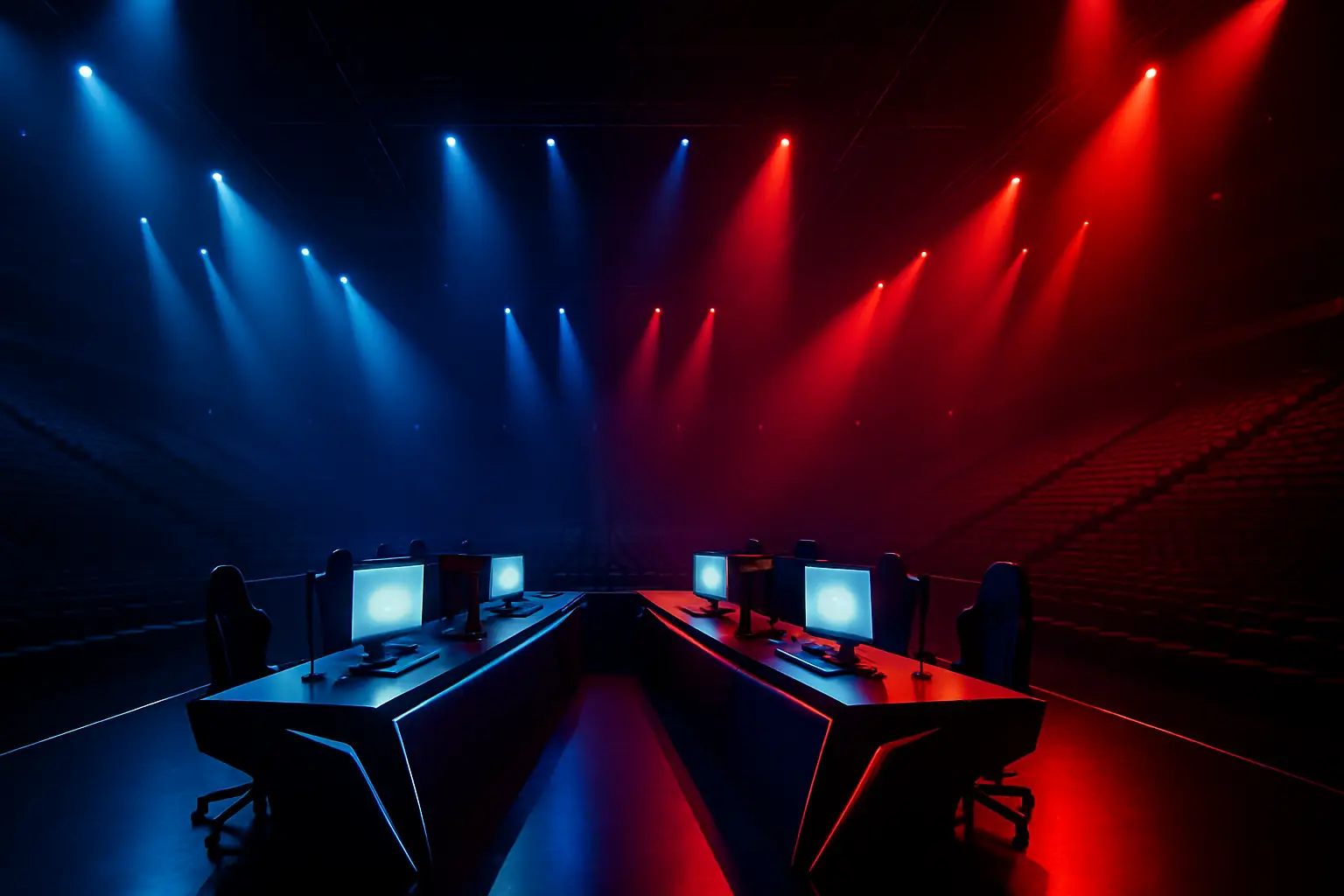 Valorant players competing on stage at the Esports World Cup playoffs