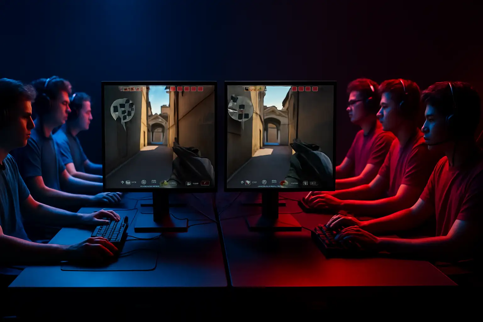 Two Rainbow Six Siege teams preparing to compete in a regional esports league match