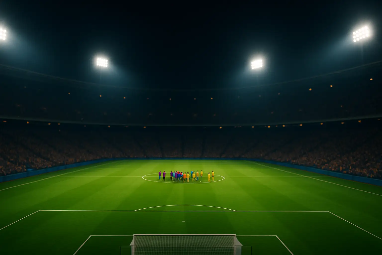 Football players on a pitch during a tense World Cup group stage match