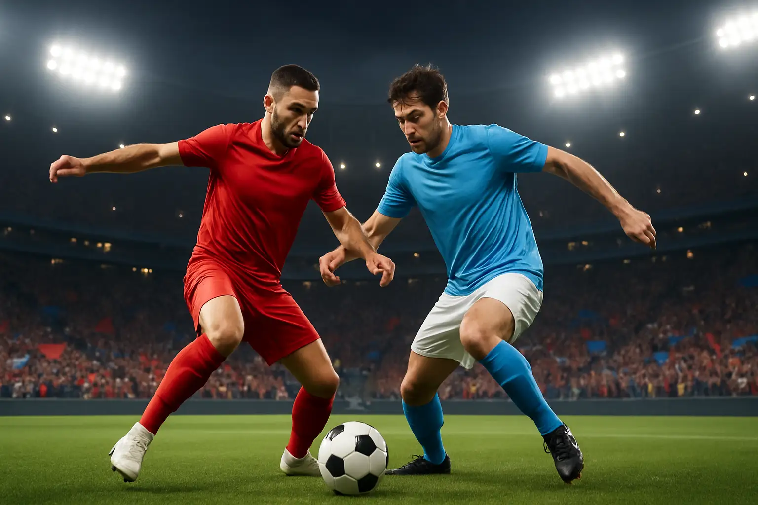 Belgium and USA football players competing on a World Cup pitch