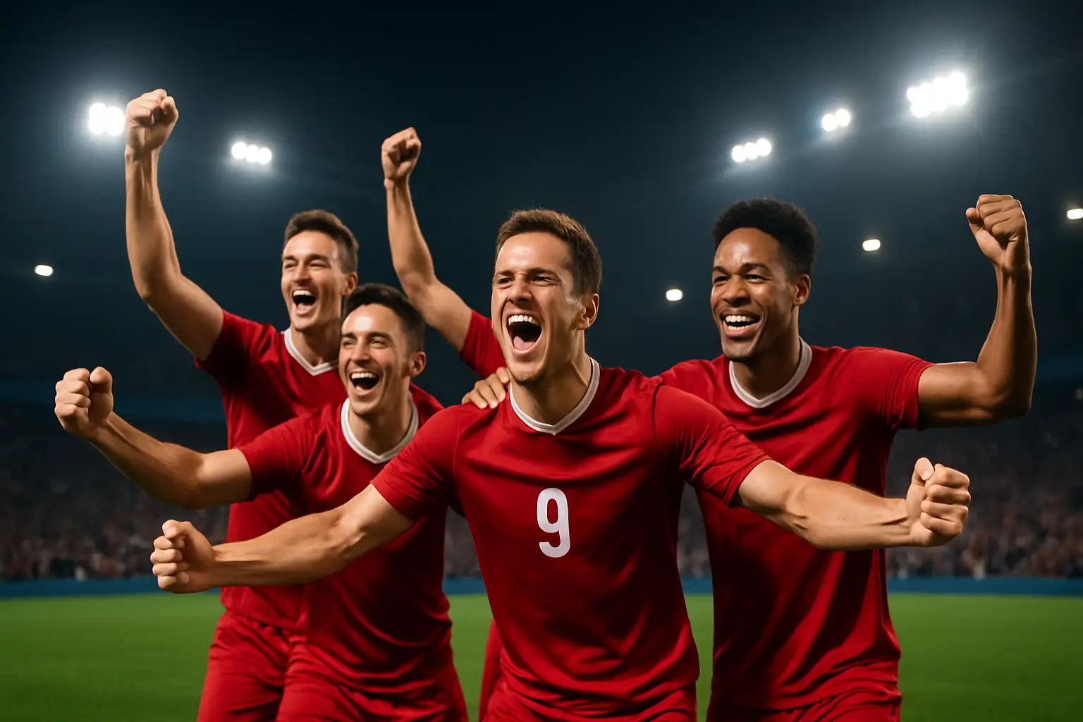Canada football players celebrating after qualifying for the World Cup round of 16