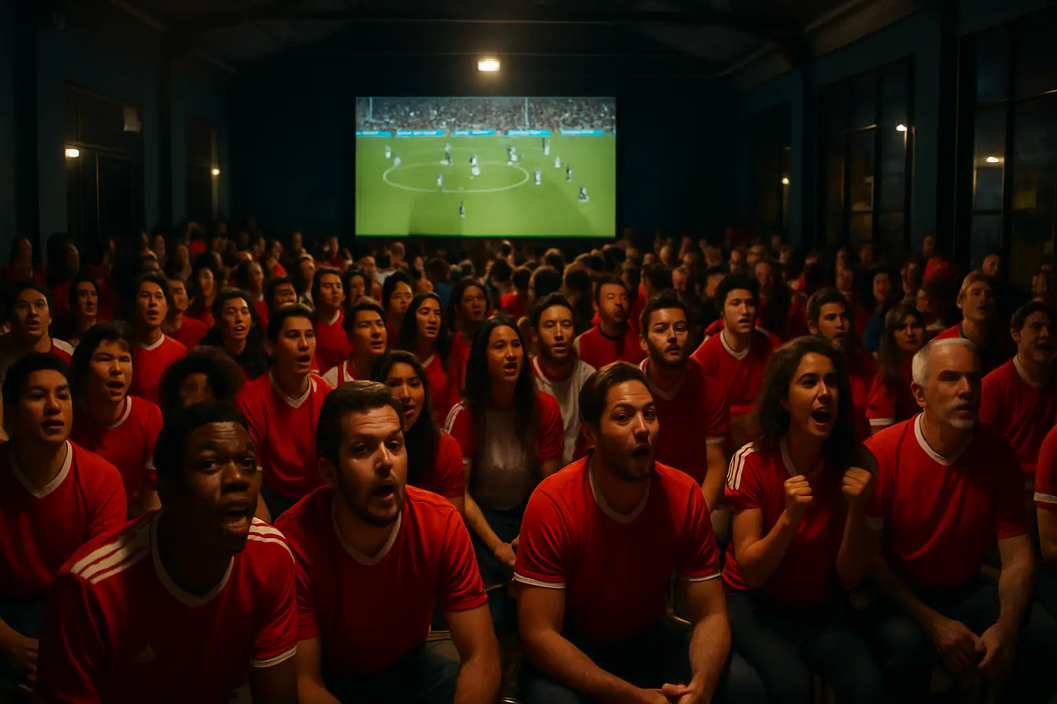 Fans gathered at a public watchalong event for a FIFA World Cup Round of 16 match