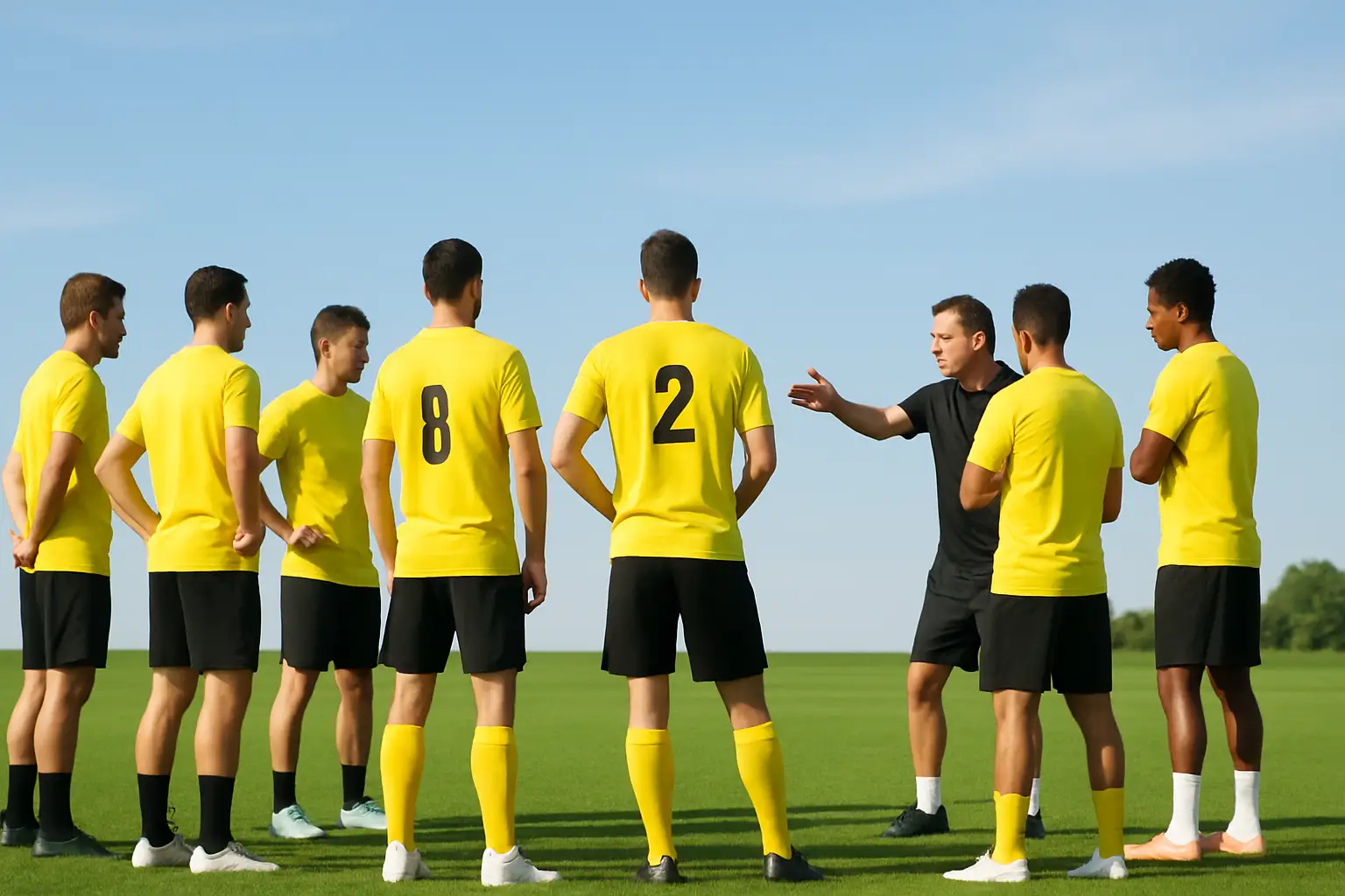 Colombia football players in training, focused and organized on the pitch