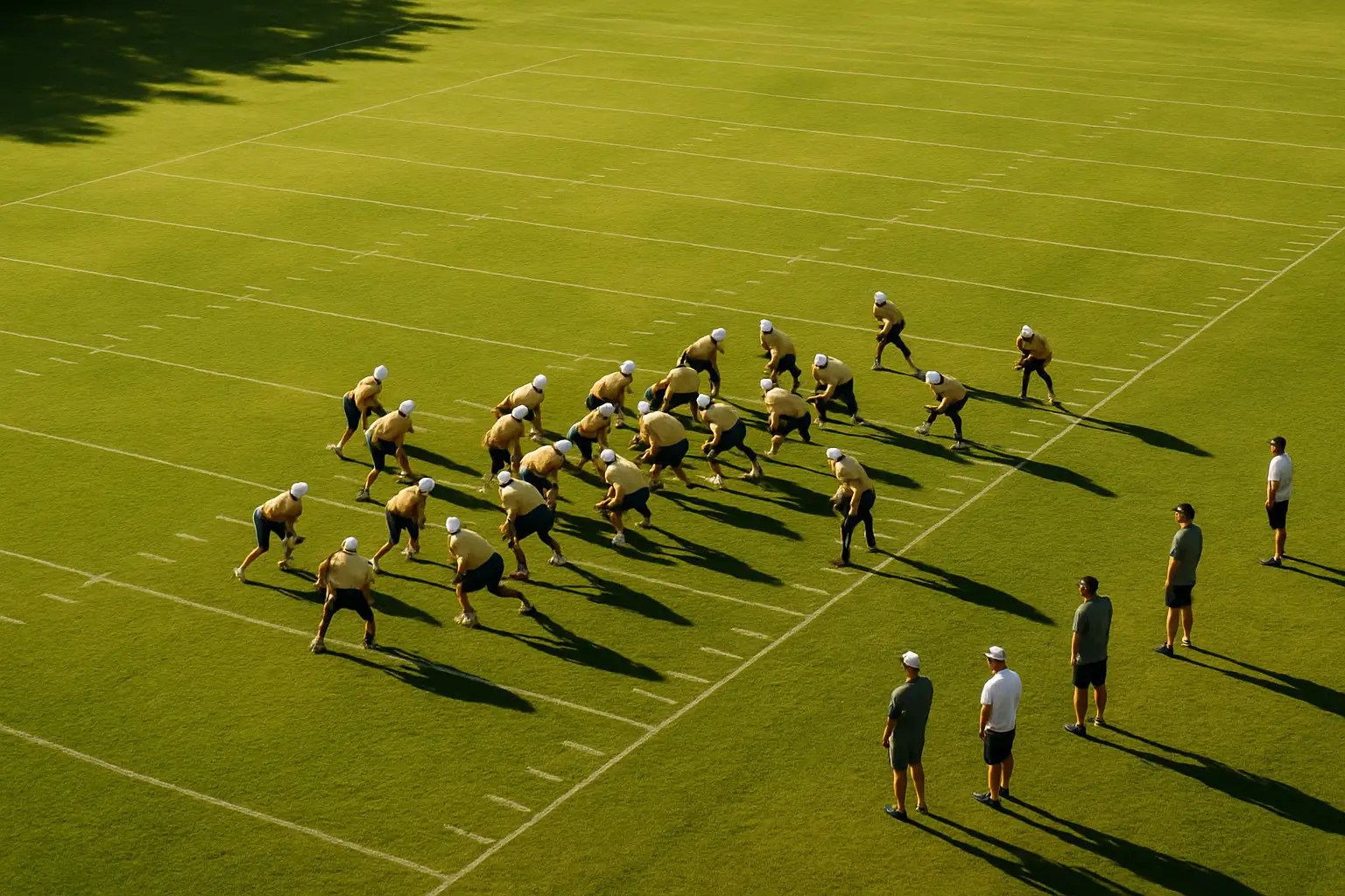 Duke Blue Devils football players practicing on the field during training camp
