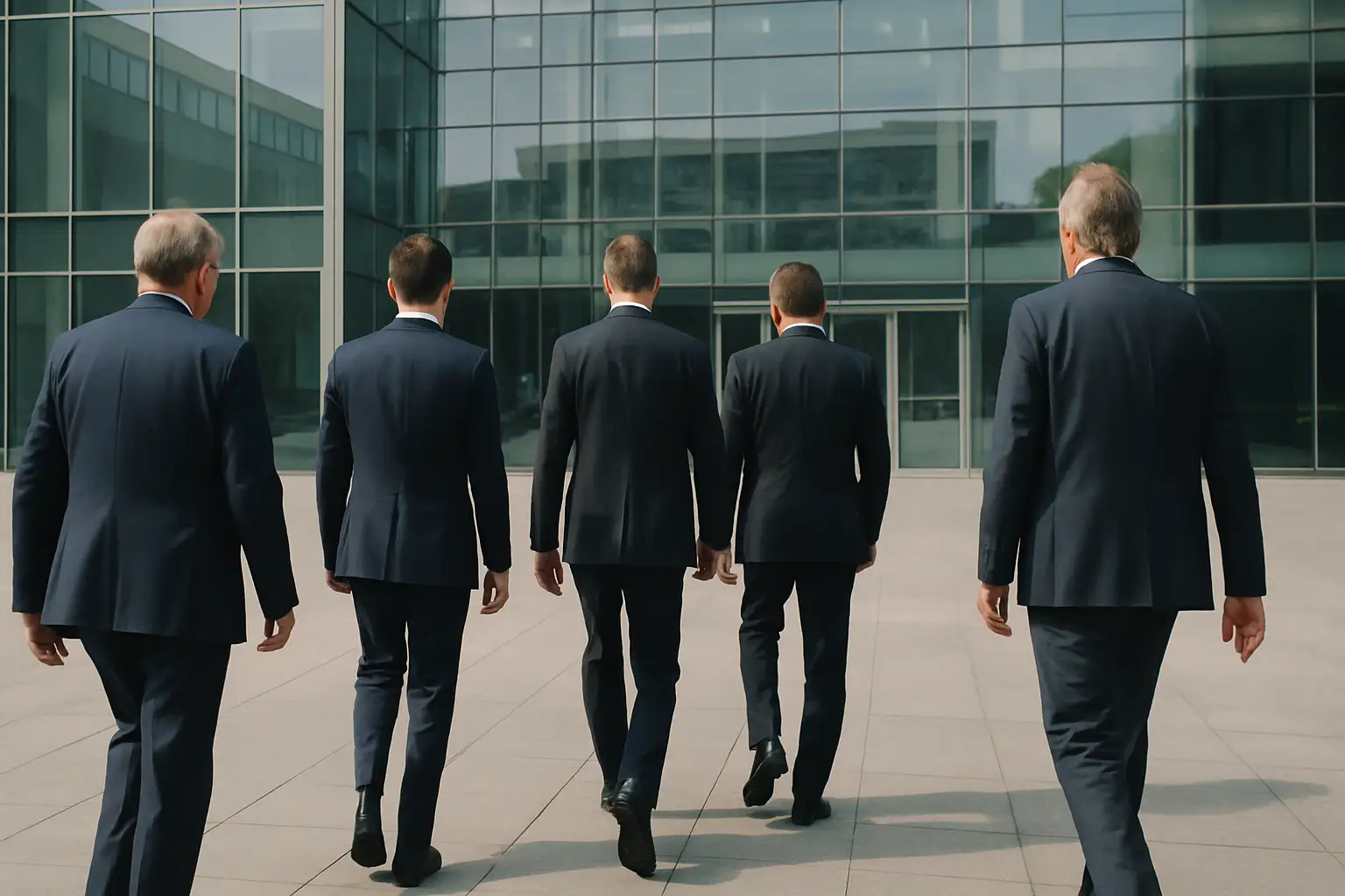 Egyptian football officials standing outside FIFA headquarters building