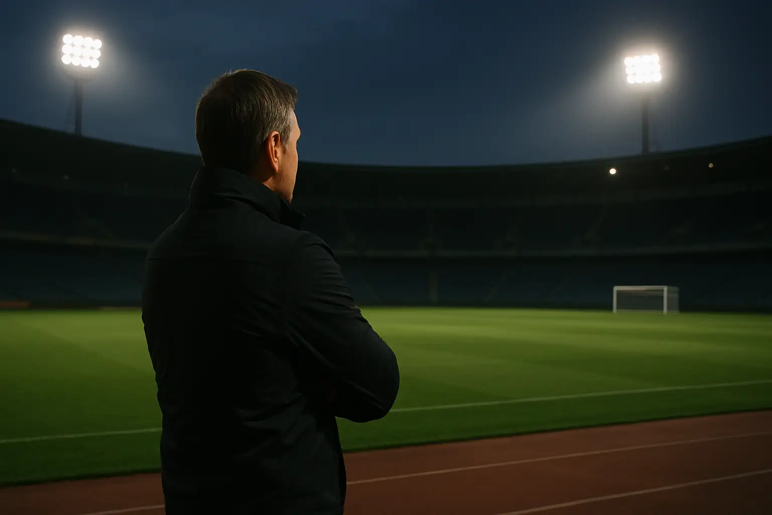 England football manager standing on the touchline during an international match