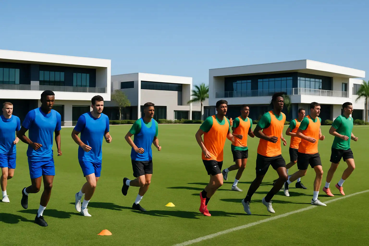 England and Norway players training on a professional pitch ahead of their FIFA World Cup 2026 quarterfinal