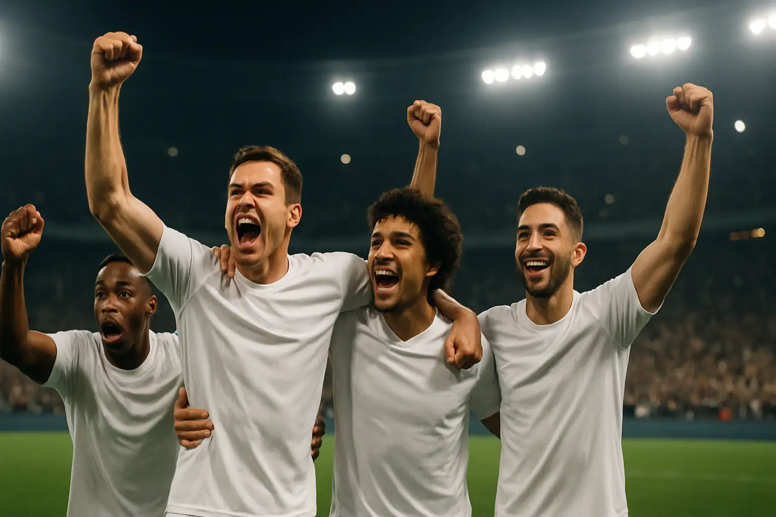 England football players celebrating after securing top spot in their World Cup group