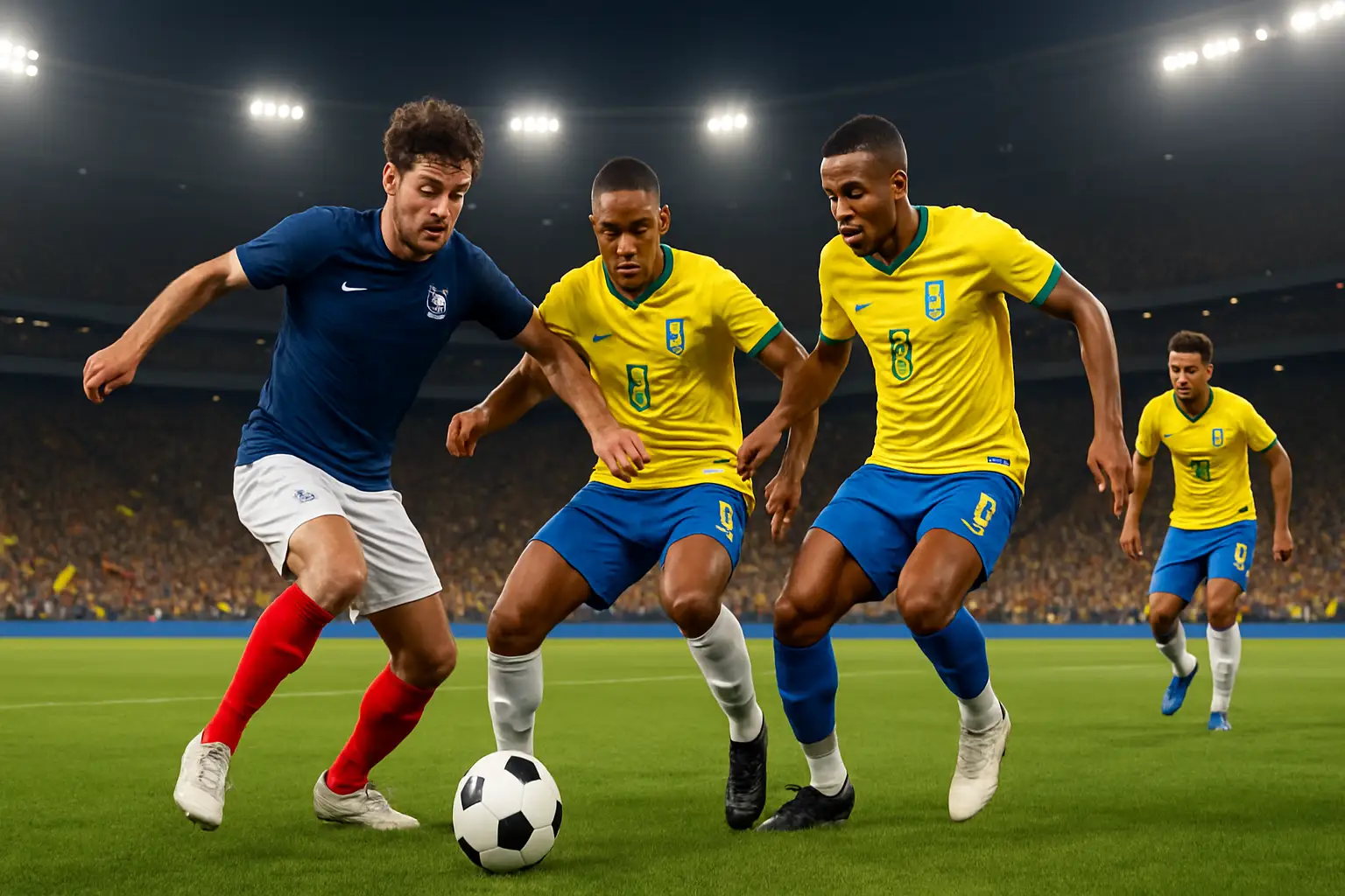 England and Ghana footballers competing during a World Cup group stage match