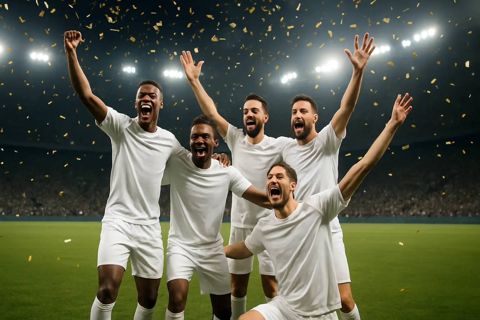 England players celebrating a World Cup third-place victory on the pitch