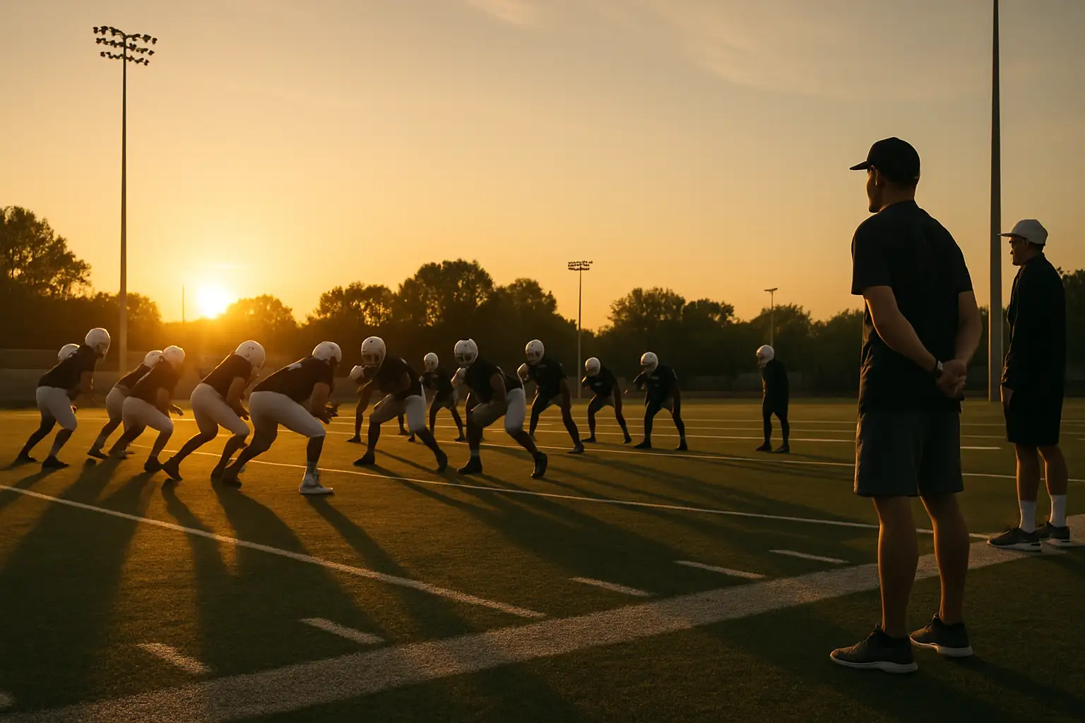 Eastern Washington Eagles football players running drills during fall camp practice