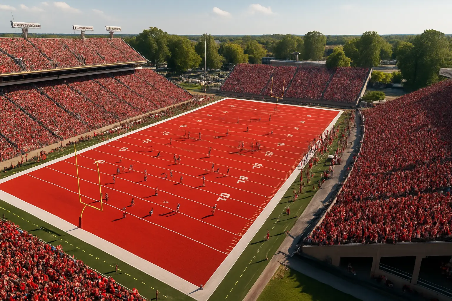 Eastern Washington Eagles football fans filling the red turf stadium on game day