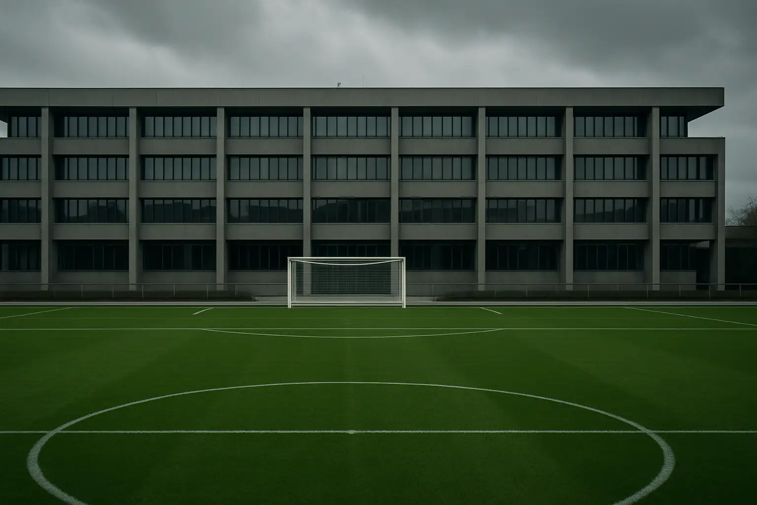 FIFA headquarters building exterior with football pitch visible in the foreground