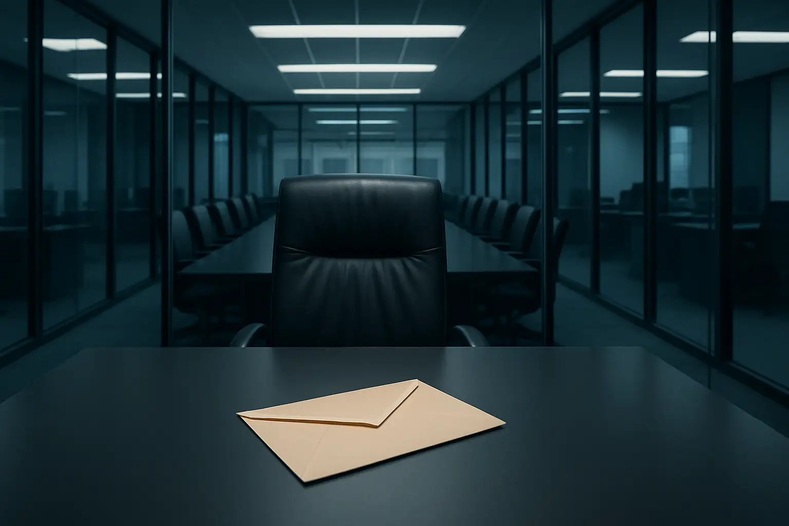 A senior executive clearing a desk in a corporate office with football imagery in the background