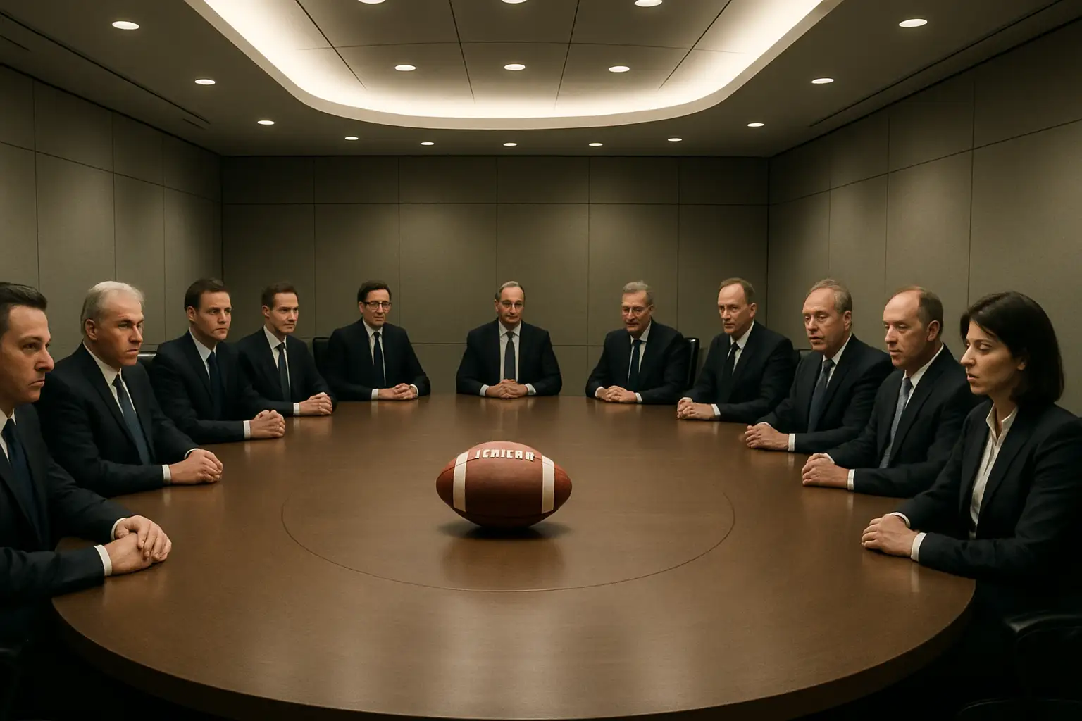 FIFA council members seated around a large conference table in formal session